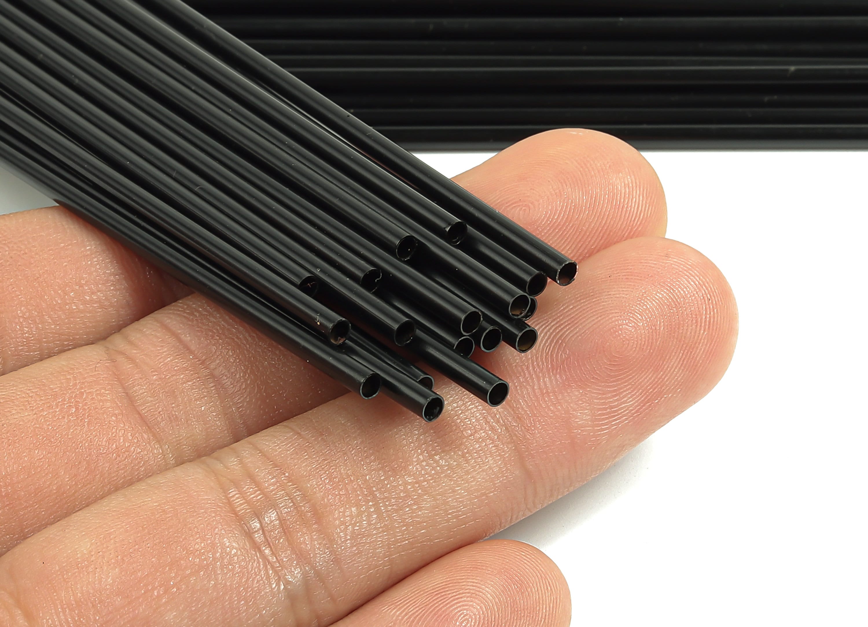 Matte Black Himmeli Tubes - Raw Brass Round Himmeli DIY Tube Beads - Circle Pipes for Geometric - For Air Plants -2.5x0.2x180mm- PP4569B-180 - DOMEDBAZAAR