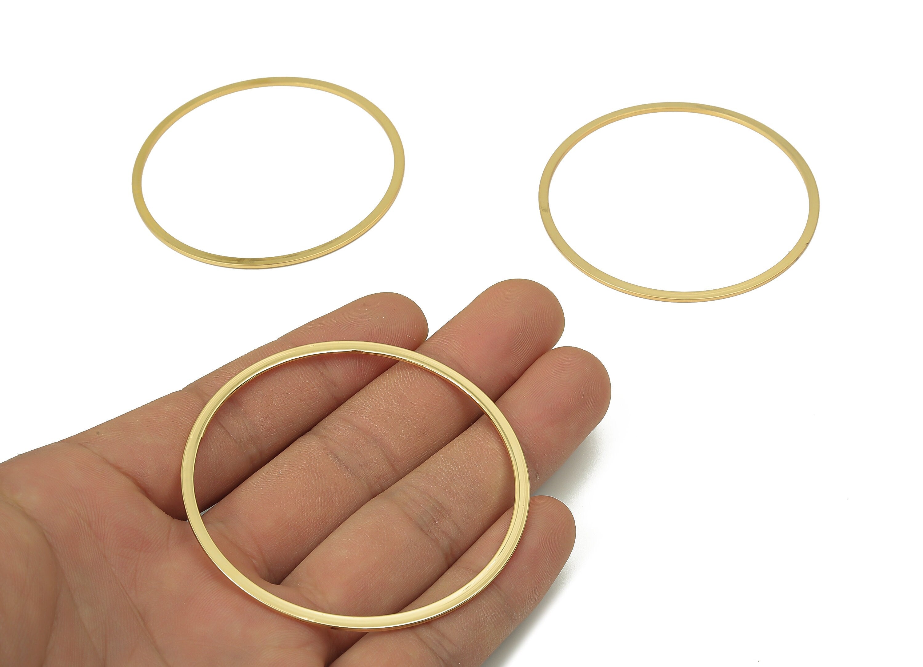 Brass Round Connector - Gold Round Links - Brass Circle Hoop Connector - 18K Real Gold Plated Brass - 60x2x1mm - RGP3312-60 - DOMEDBAZAAR