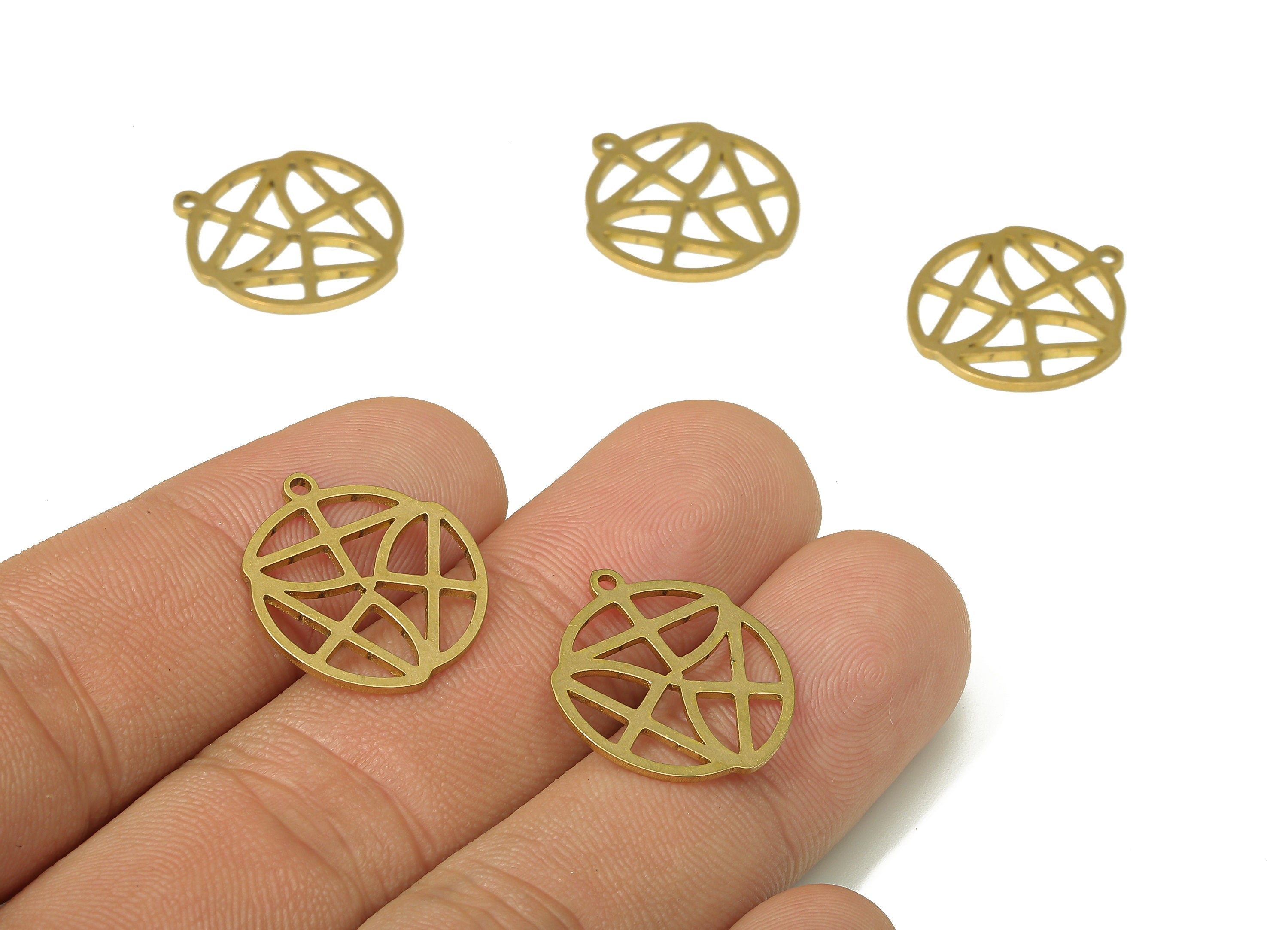 Brass Round Earring Charms - Raw Brass Circle Pendant With Loop - For Necklace - Earring Findings - 20x17.56x0.89mm - PPA4629 - DOMEDBAZAAR
