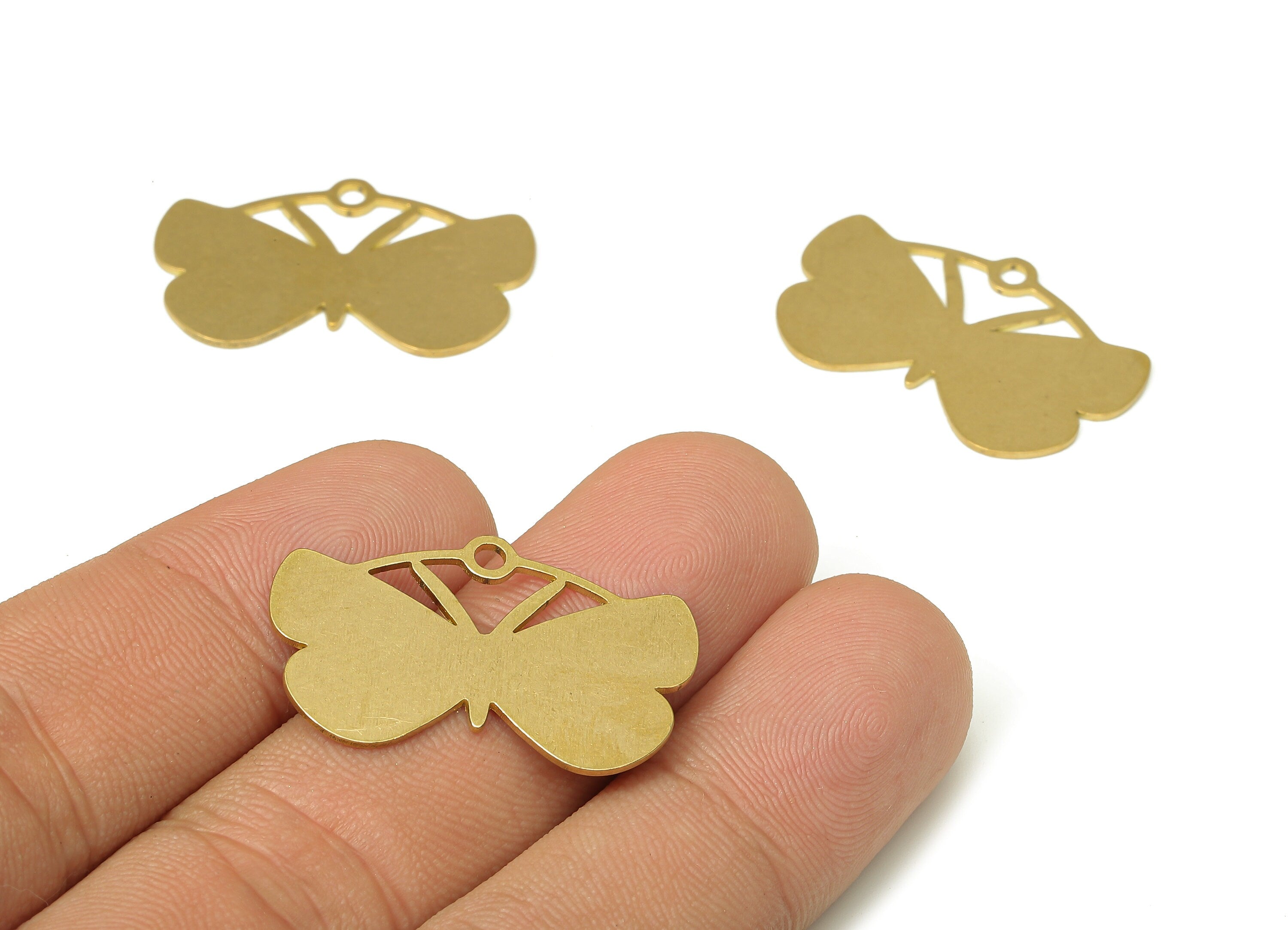 Brass Butterfly Earring Charms - Raw Brass Stamping Blank Pendant With Loop - For Necklace - Earring Findings - 29.86x18.88x0.71mm - PPA4590 - DOMEDBAZAAR