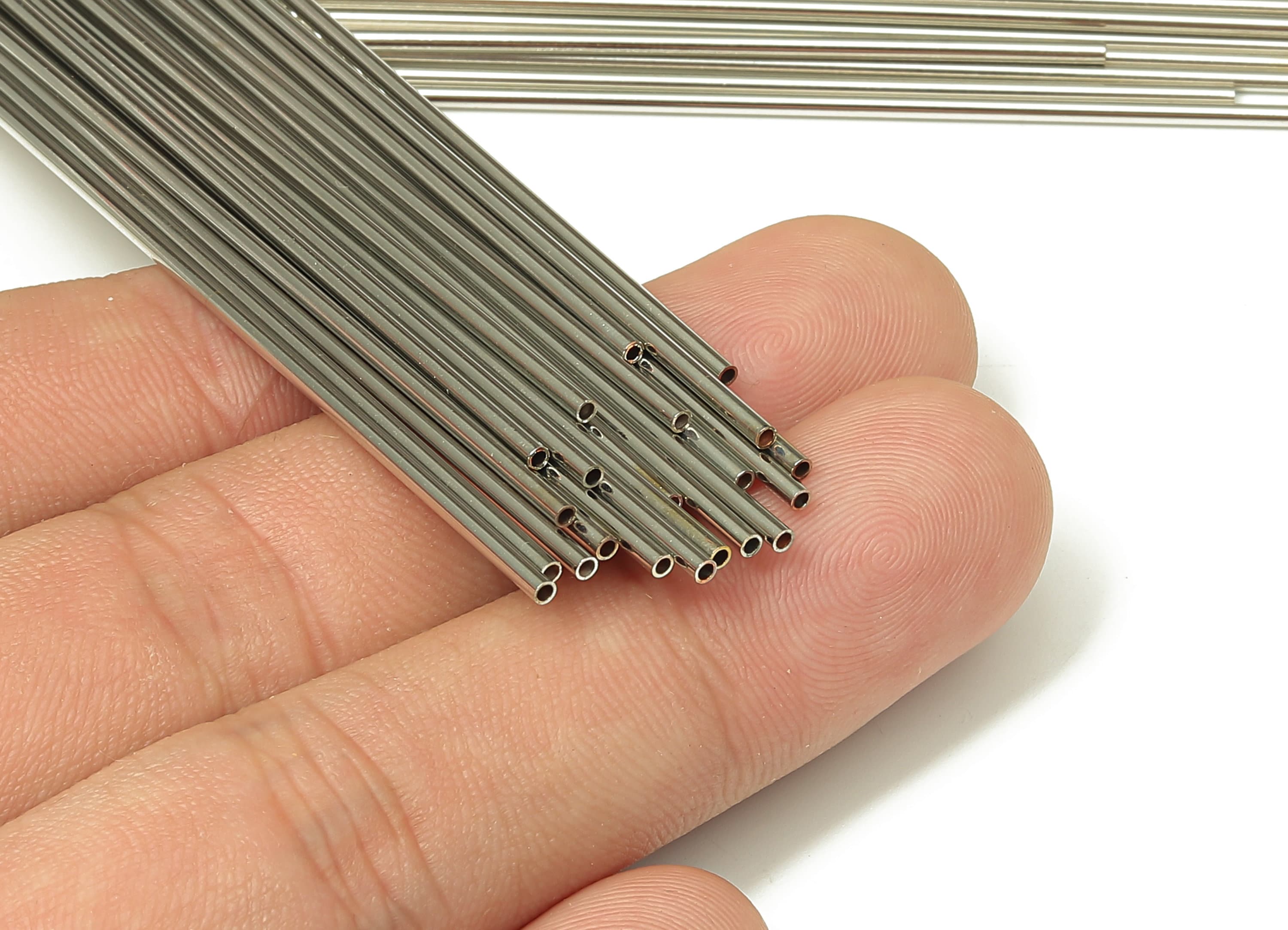 Silver Tone Himmeli Tubes - Brass Round Himmeli DIY Tube Beads - Circle Pipes for Geometric - For Air Plants -1.5x0.2x100mm- PP4567S-100 - DOMEDBAZAAR