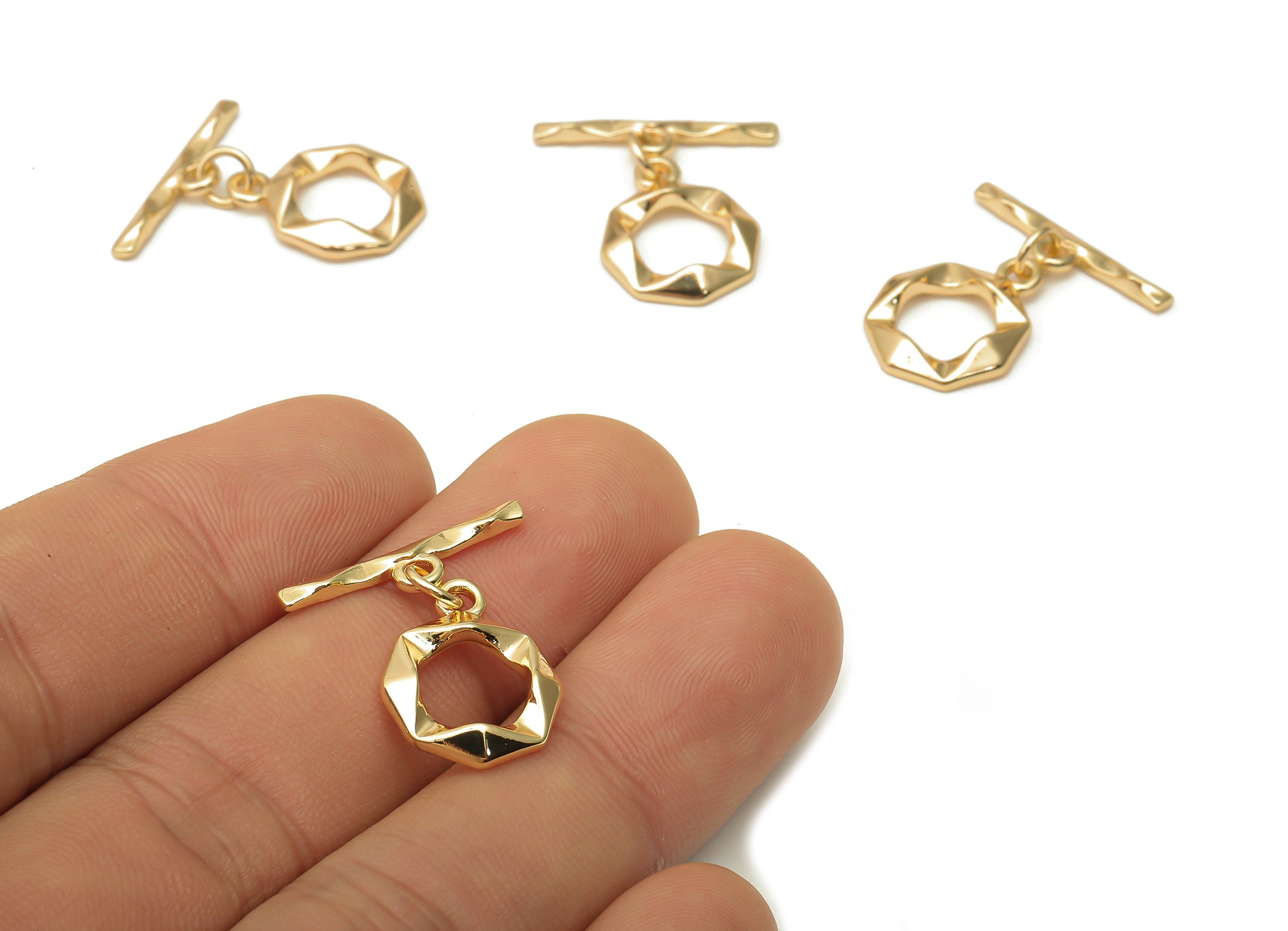 Brass Toggle Earring Clasp - Brass Round Toggle Clasps - Brass Gold Plated Clasps - 18K Real Gold Plated Brass - 22.23x21.1x1.8mm - RGP5072 - DOMEDBAZAAR