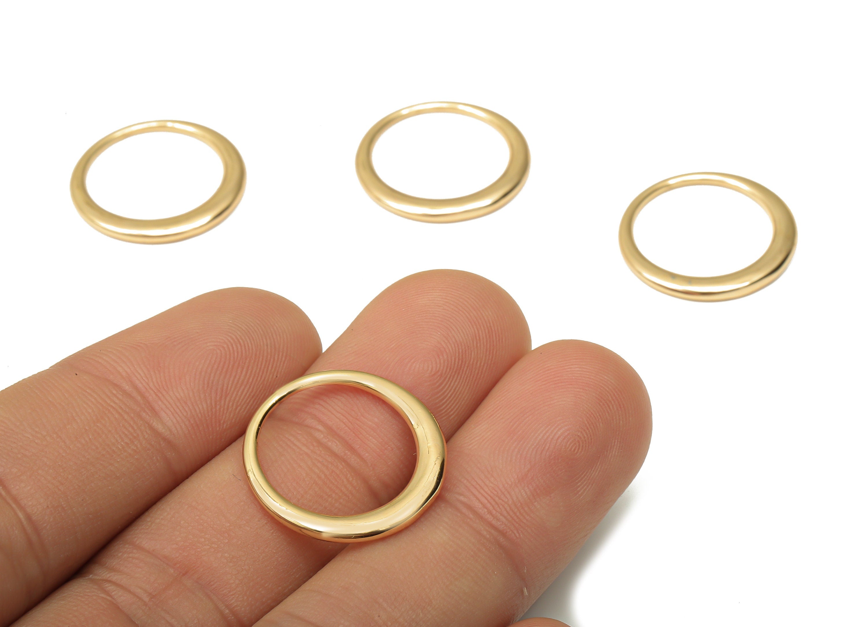 Brass Round Earring Charm - Brass Circle Hoop Pendant - Brass Circle Ring Connector - 18K Real Gold Plated Brass - 19.8x19.8x2mm - RGP5074 - DOMEDBAZAAR