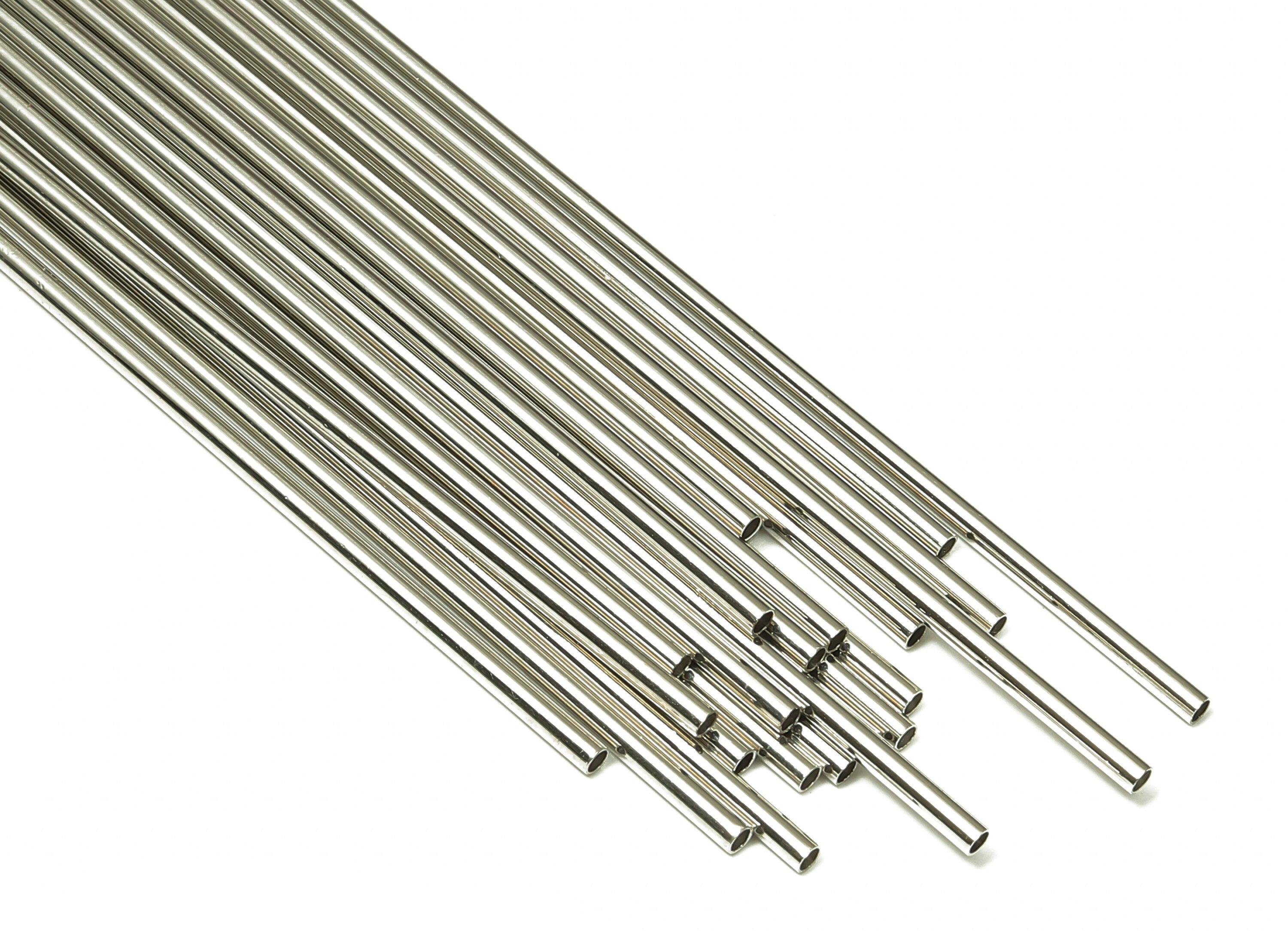 Silver Tone Himmeli Tubes - Brass Round Himmeli DIY Tube Beads - Circle Pipes for Geometric - For Air Plants - 2x0.2x100mm- PP4568S-100 - DOMEDBAZAAR