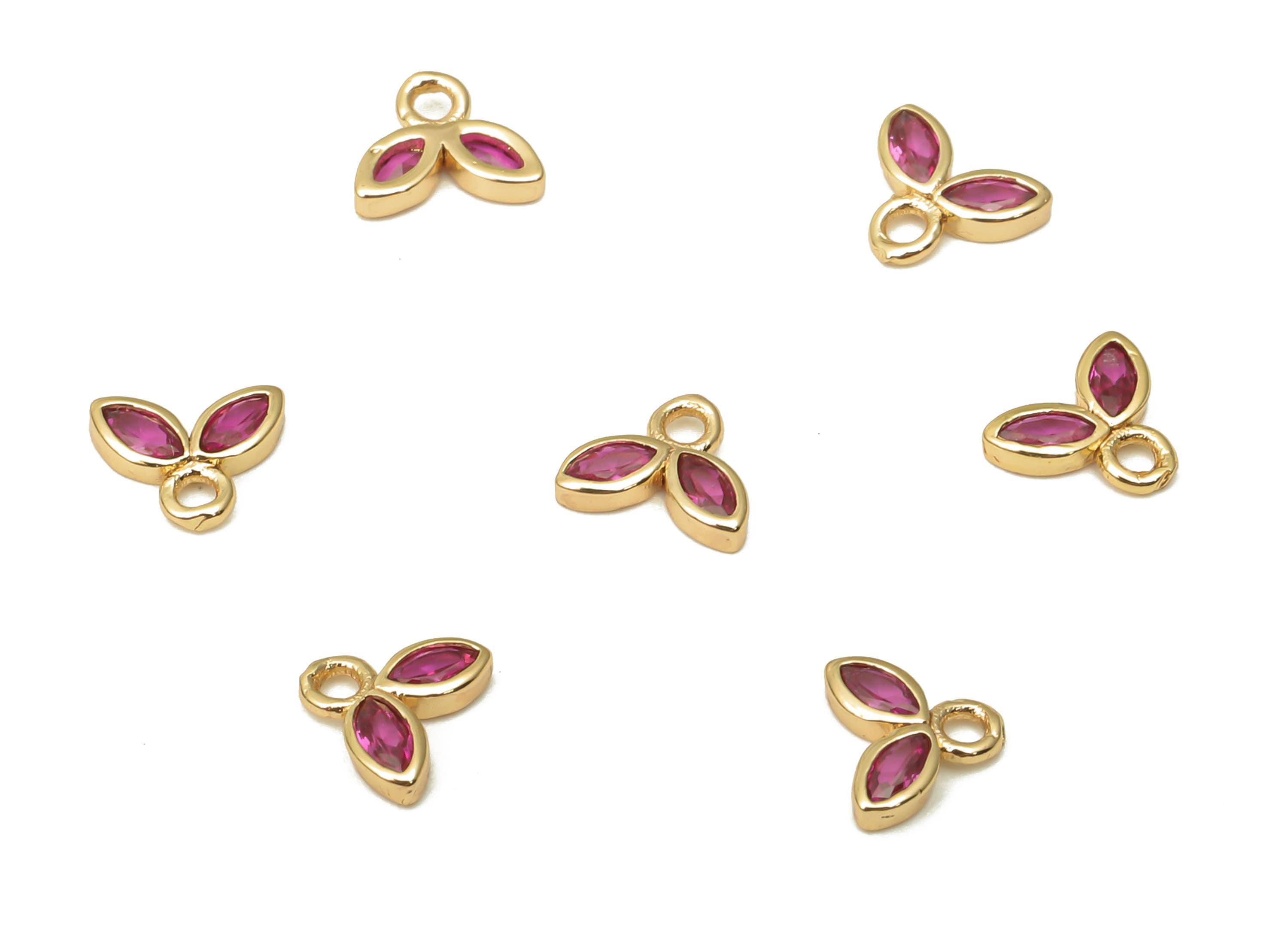 Brass Tiny Flower Earrings Charms with Zircon - Mini Marquise Charm For Bracelet - 18k Real Gold Plating Pendant - 6.04x5x1.3mm - RGP5104 - DOMEDBAZAAR