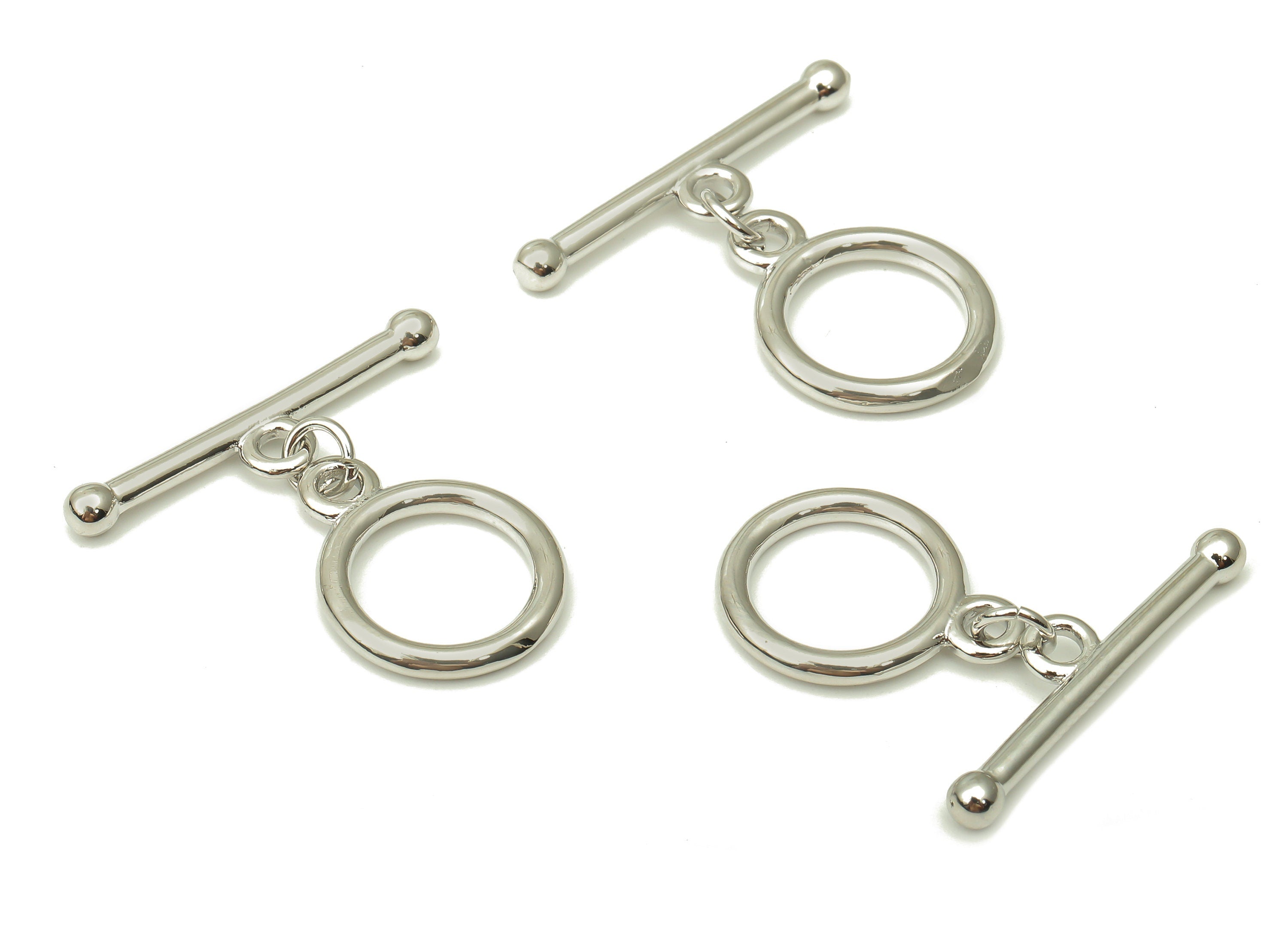 Brass Round Toggle Earring Clasps - 18K Real Gold White Plated - White Plated Toggle Clasps - Toggle Clasps - 26.3x24.92x2.1mm - RGP5112S - DOMEDBAZAAR