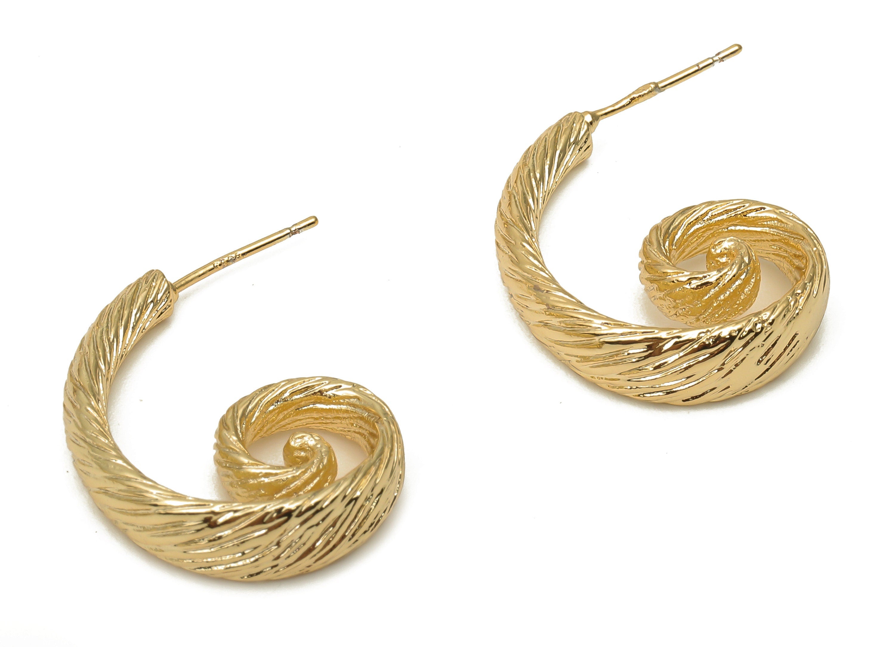 Brass Snail Earring Post - 925 Silver Stud - Brass Earrings Stud - 18K Real Gold Plated Brass - Brass Post - 24.7x19.18x2.62mm - RGP5118 - DOMEDBAZAAR