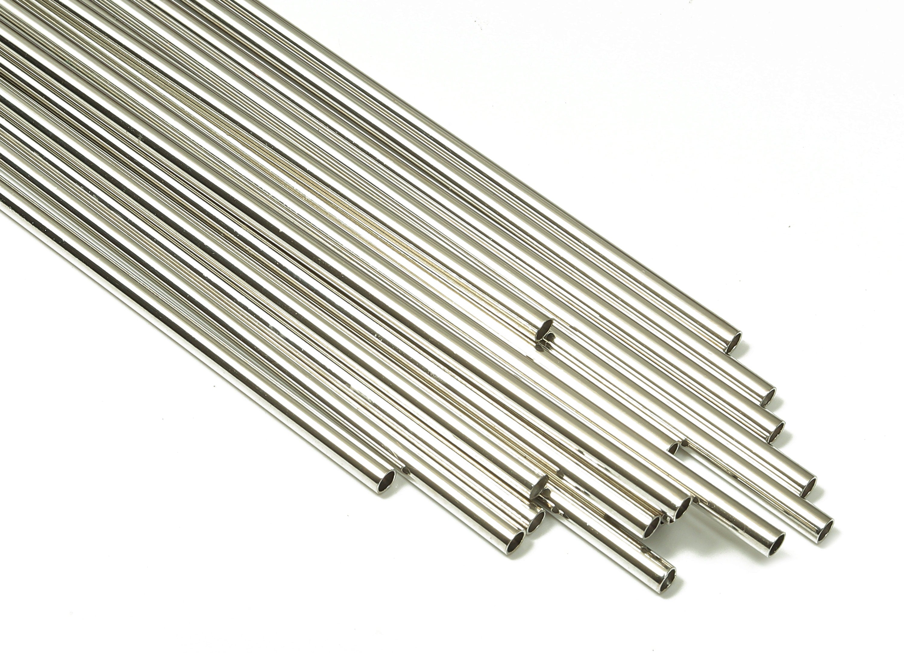 Silver Tone Himmeli Tubes - Brass Round Himmeli DIY Tube Beads - Circle Pipes for Geometric - For Air Plants -2.5x0.2x300mm- PP4569S-300 - DOMEDBAZAAR