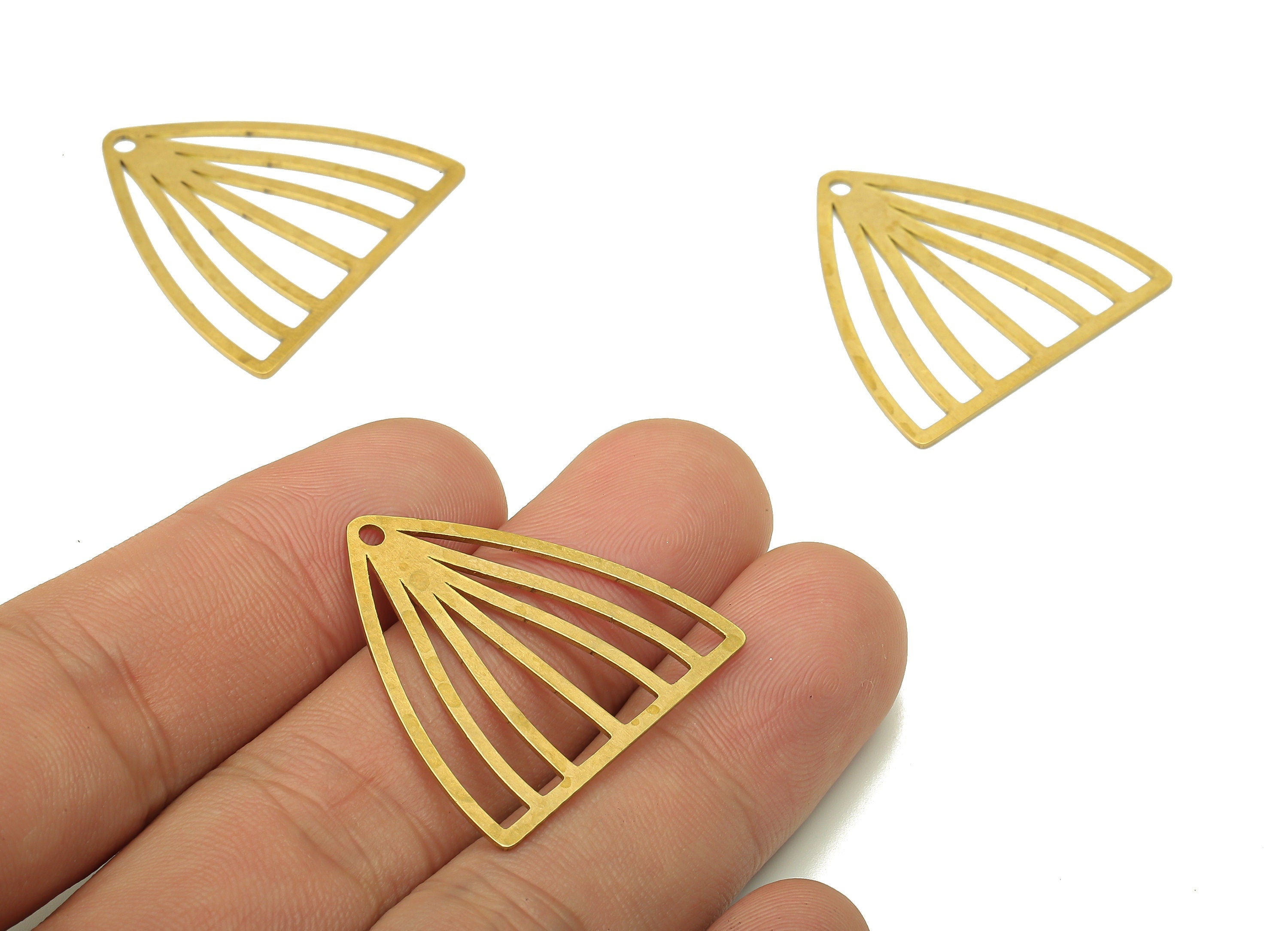 Brass Triangle Jellyfish Earring Charms - Raw Brass Triangle Cutout Pendant - For Necklace - Earring Findings - 28.77x29.8x0.62mm - PPA5289 - DOMEDBAZAAR