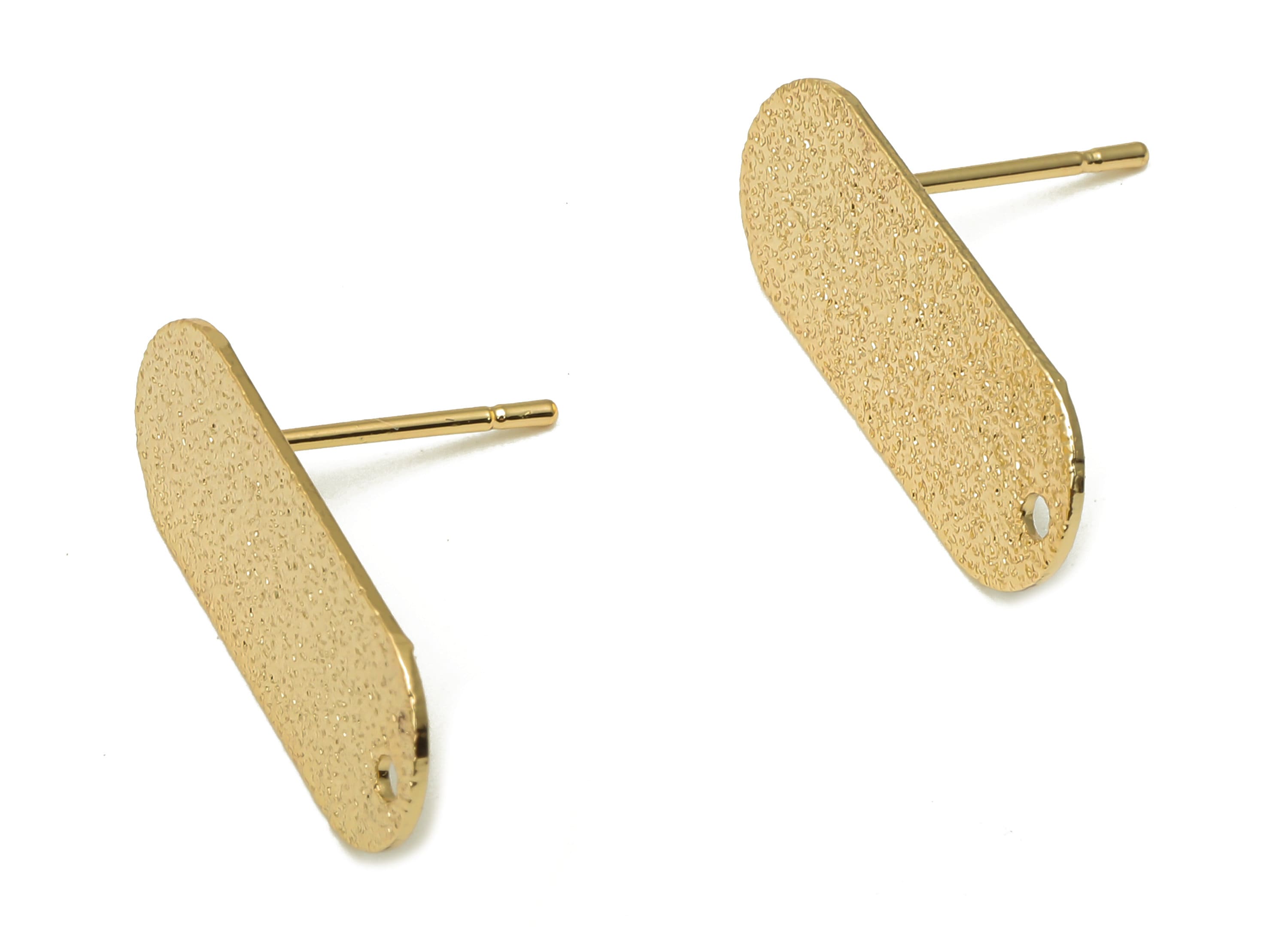 Brass Long Oval Earring Posts - Brass Oval Studs - Stainless Steel Stud - Oval Posts - 18K Real Gold Plated - 21.06x8.22x0.63mm - RGP5187 - DOMEDBAZAAR