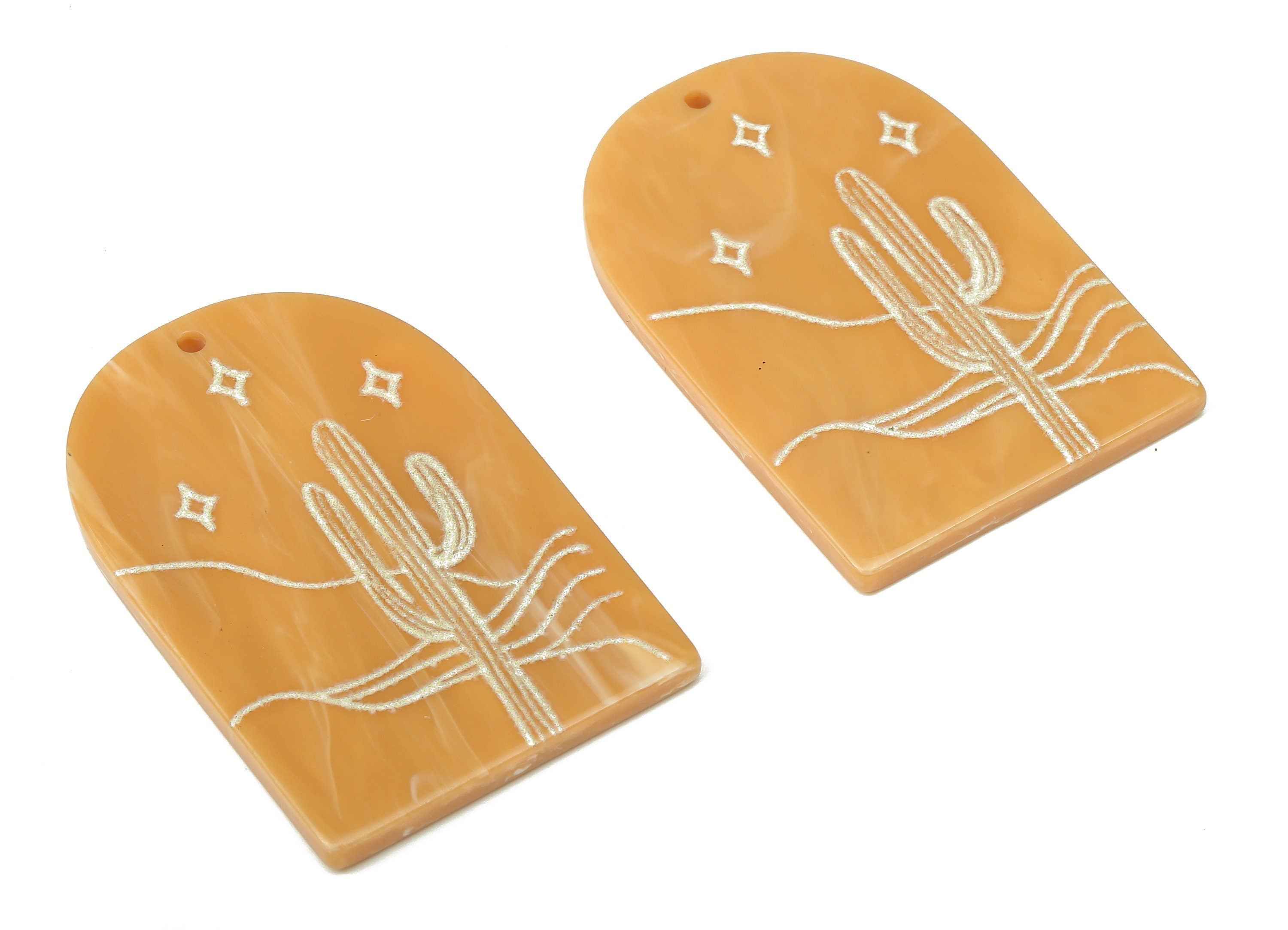 Acrylic Domed Planet Earring Charms - Acrylic D Cactus Pendant - Jewelry Supplies - Color Code: A809 - 37.67x23.11x2.42mm - AC2411-A809 - DOMEDBAZAAR