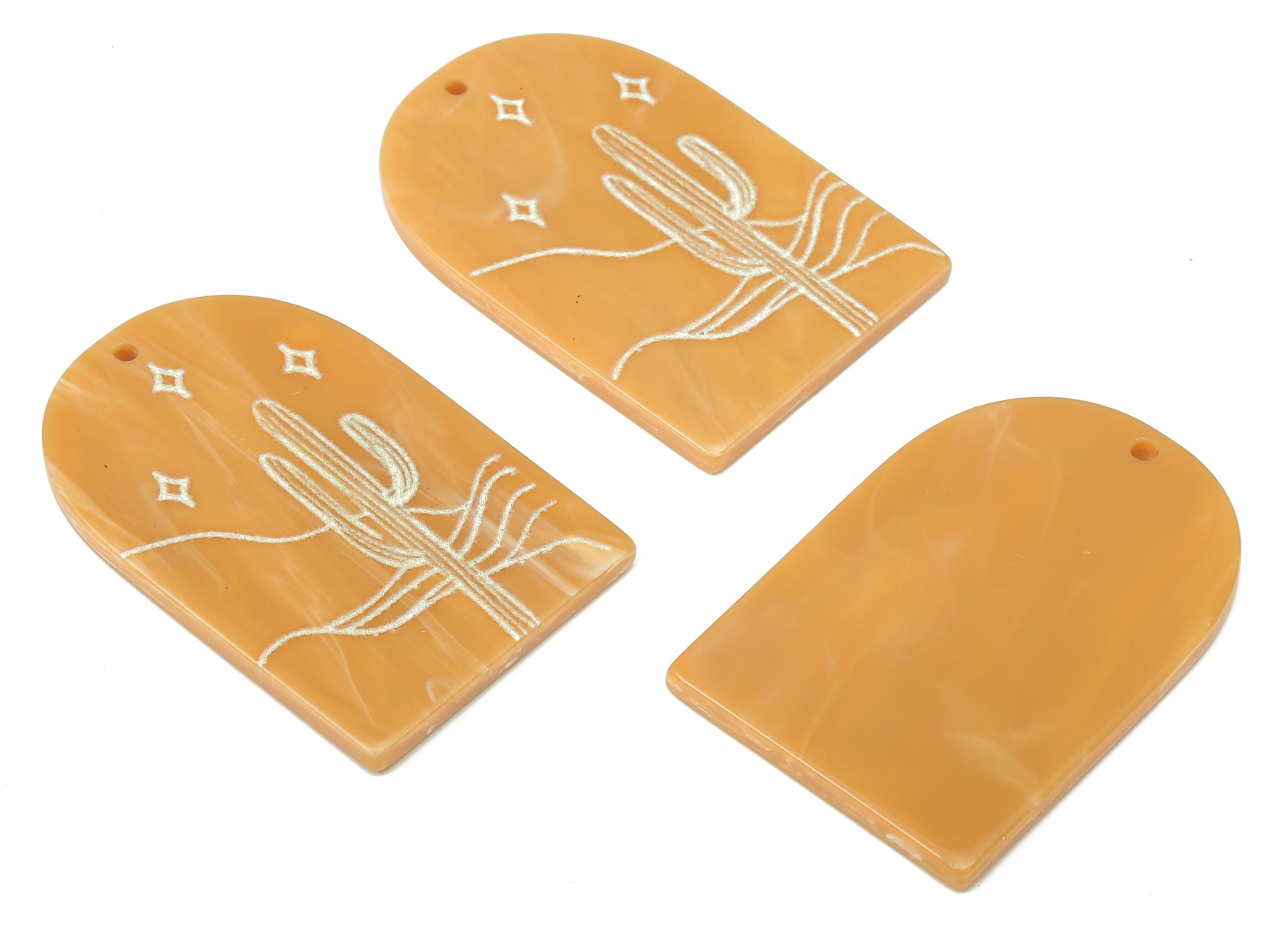 Acrylic Domed Planet Earring Charms - Acrylic D Cactus Pendant - Jewelry Supplies - Color Code: A809 - 37.67x23.11x2.42mm - AC2411-A809 - DOMEDBAZAAR