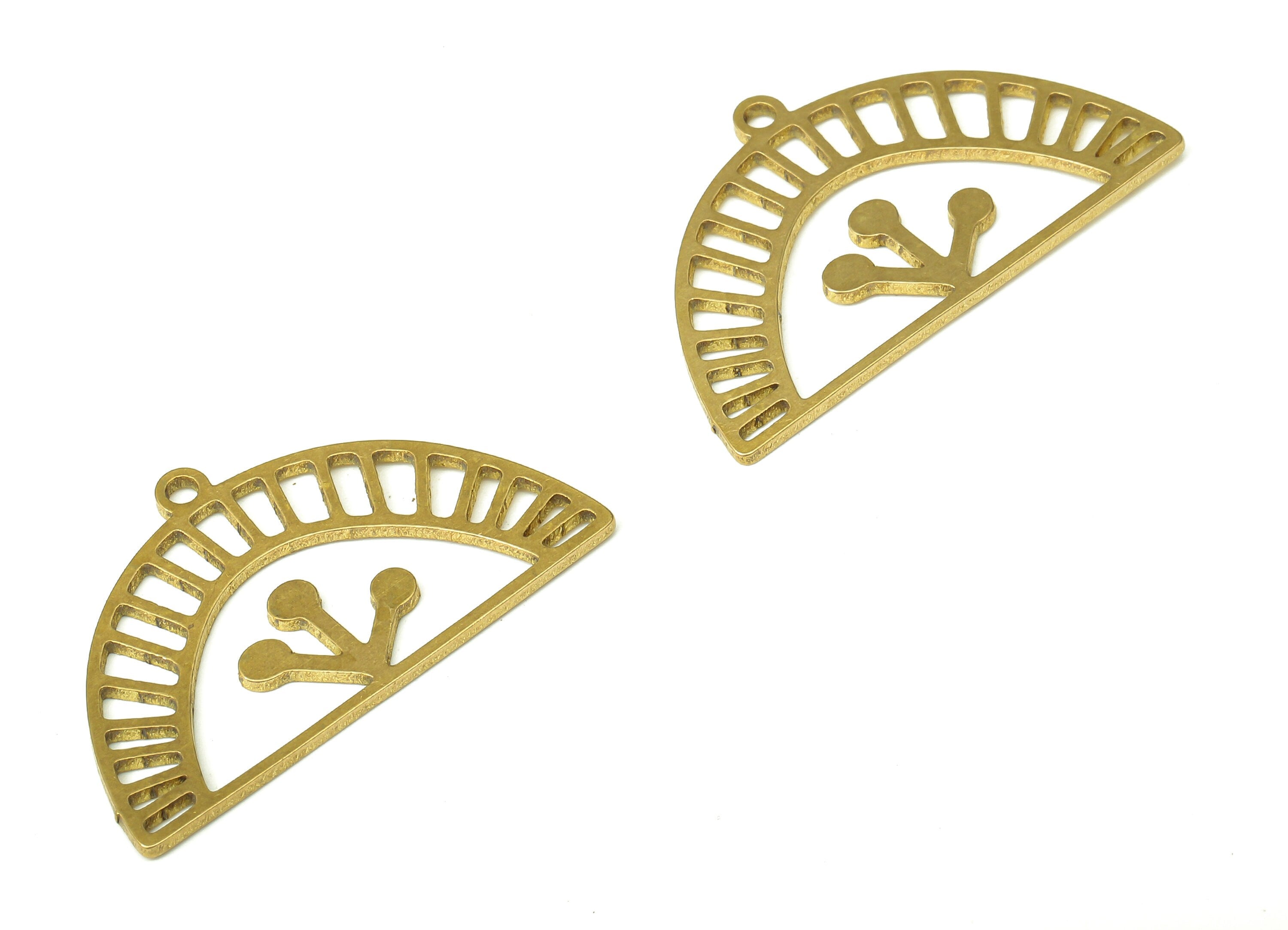Brass Semi Circle Earring Charms - Raw Brass Half Round Pendant With Loop - Earring Findings - Jewelry Supplies - 29.7x17.54x0.9mm - PPA5333 - DOMEDBAZAAR