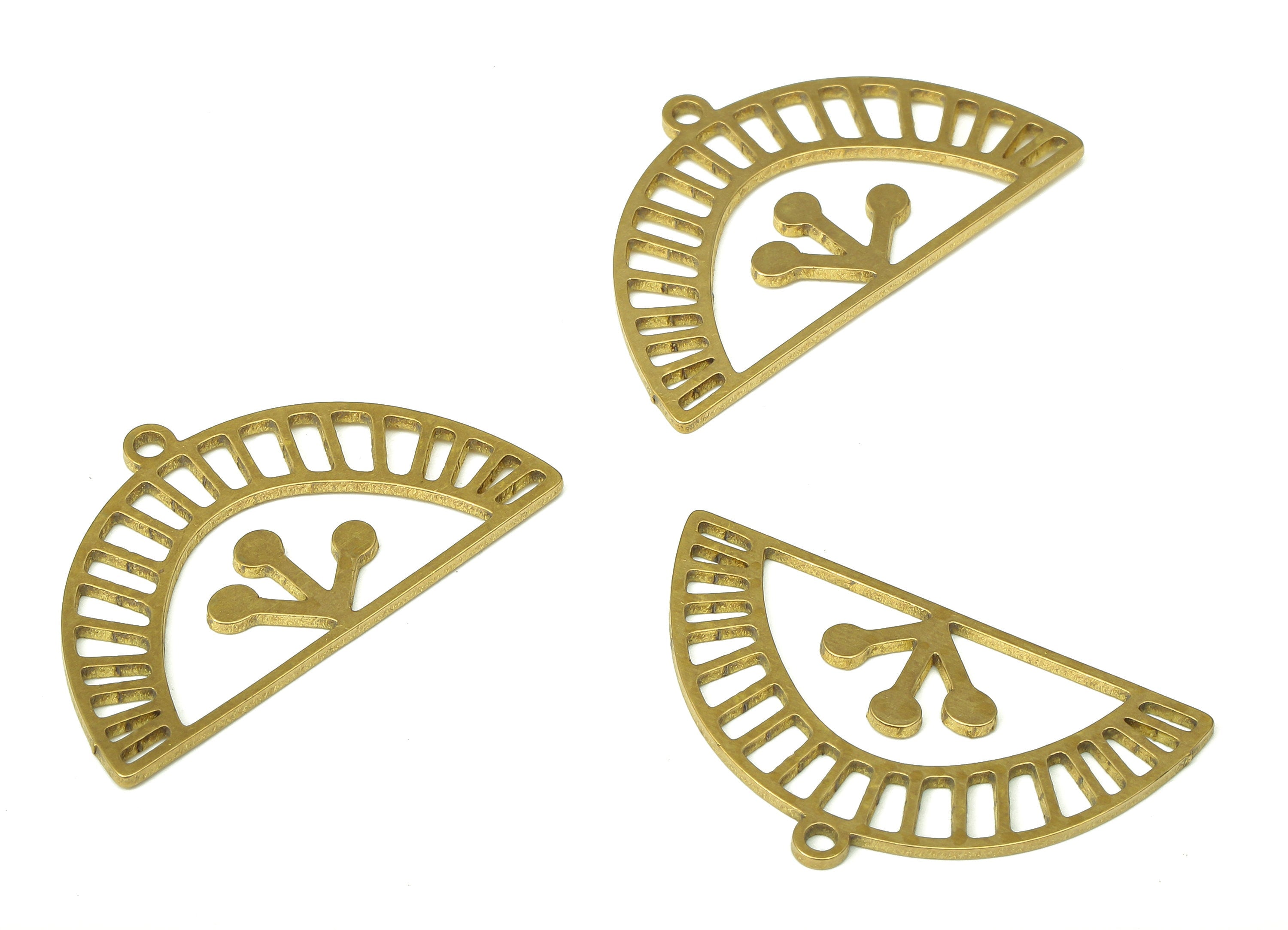 Brass Semi Circle Earring Charms - Raw Brass Half Round Pendant With Loop - Earring Findings - Jewelry Supplies - 29.7x17.54x0.9mm - PPA5333 - DOMEDBAZAAR