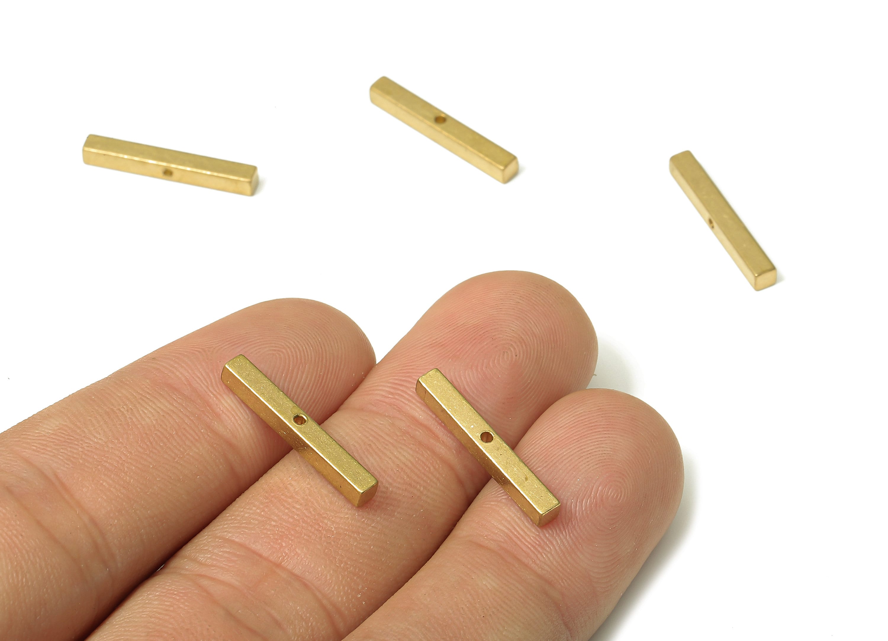 Brass Rectangle Mini Bar Earring Charm - Raw Brass Cuboid Bar Earring Charm - Raw Brass Earring Charm - 18.85x2.52x2.45mm - PP7891 - DOMEDBAZAAR