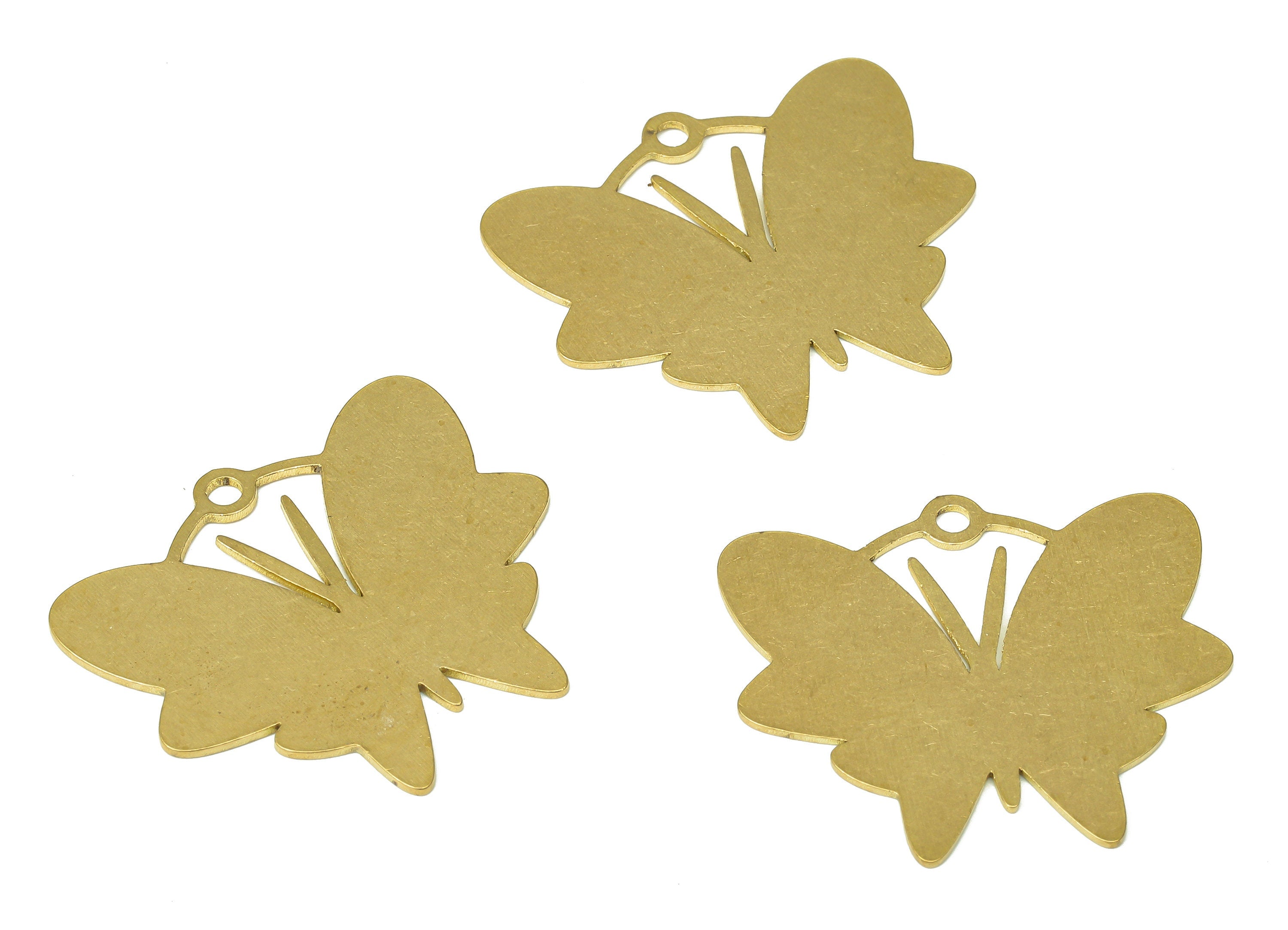Brass Butterfly Earring Charms - Raw Brass Stamping Blank Cutout Pendant With Loop - For Necklace - 29.38x26.51x0.64mm - PPA4595 - DOMEDBAZAAR