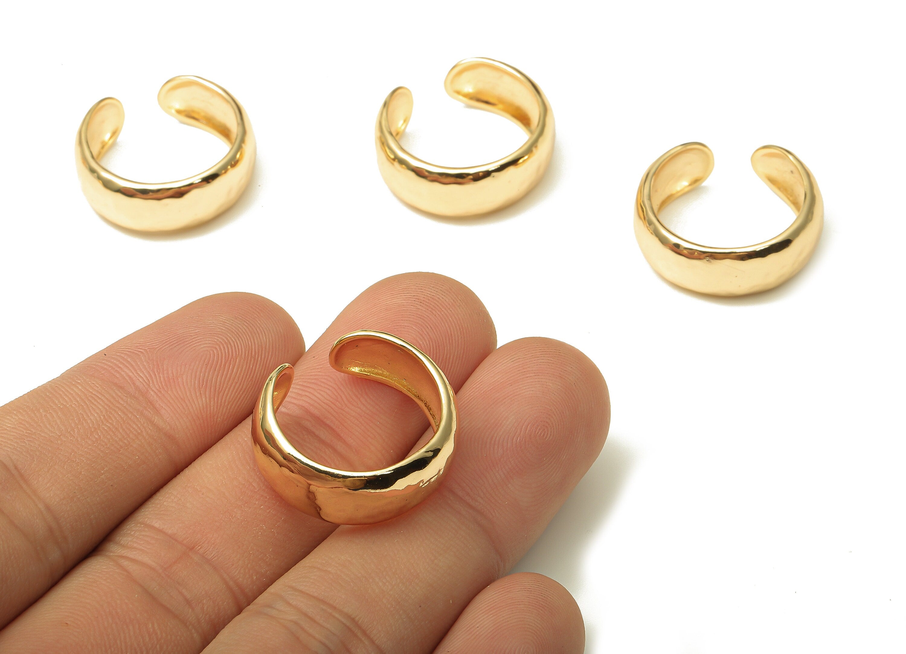 Brass Open Round Ring - Simple Circle Thick Hoop Ring - 18K Real Gold Plating - 22.48x20.13x218mm - RGP5213 - DOMEDBAZAAR