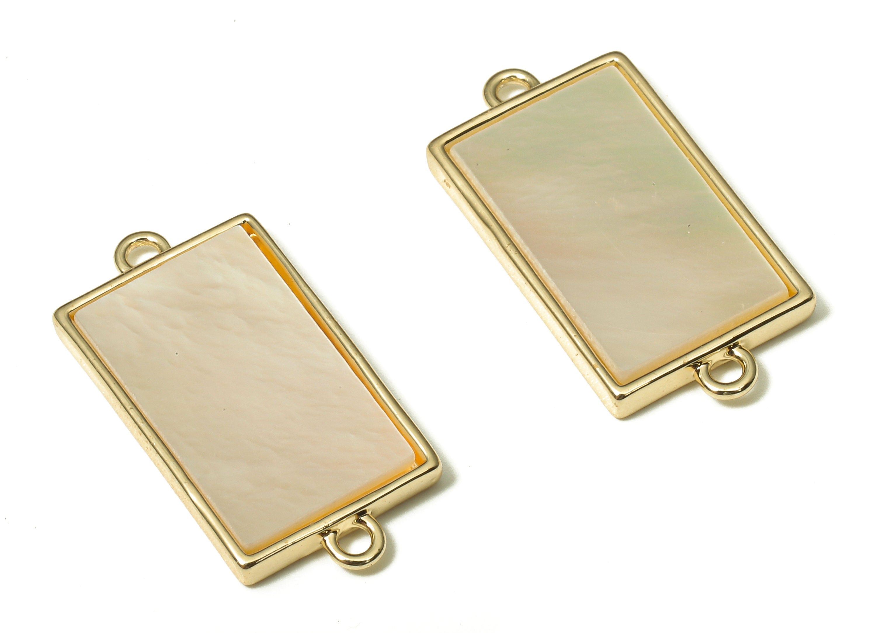 Brass Rectangle Connectors - MOP Shell Mother of Pearl - For Necklace - 18K Real Gold Plating - Bracelet Charm - 21.3x10.7x1.9mm - RGP5229 - DOMEDBAZAAR