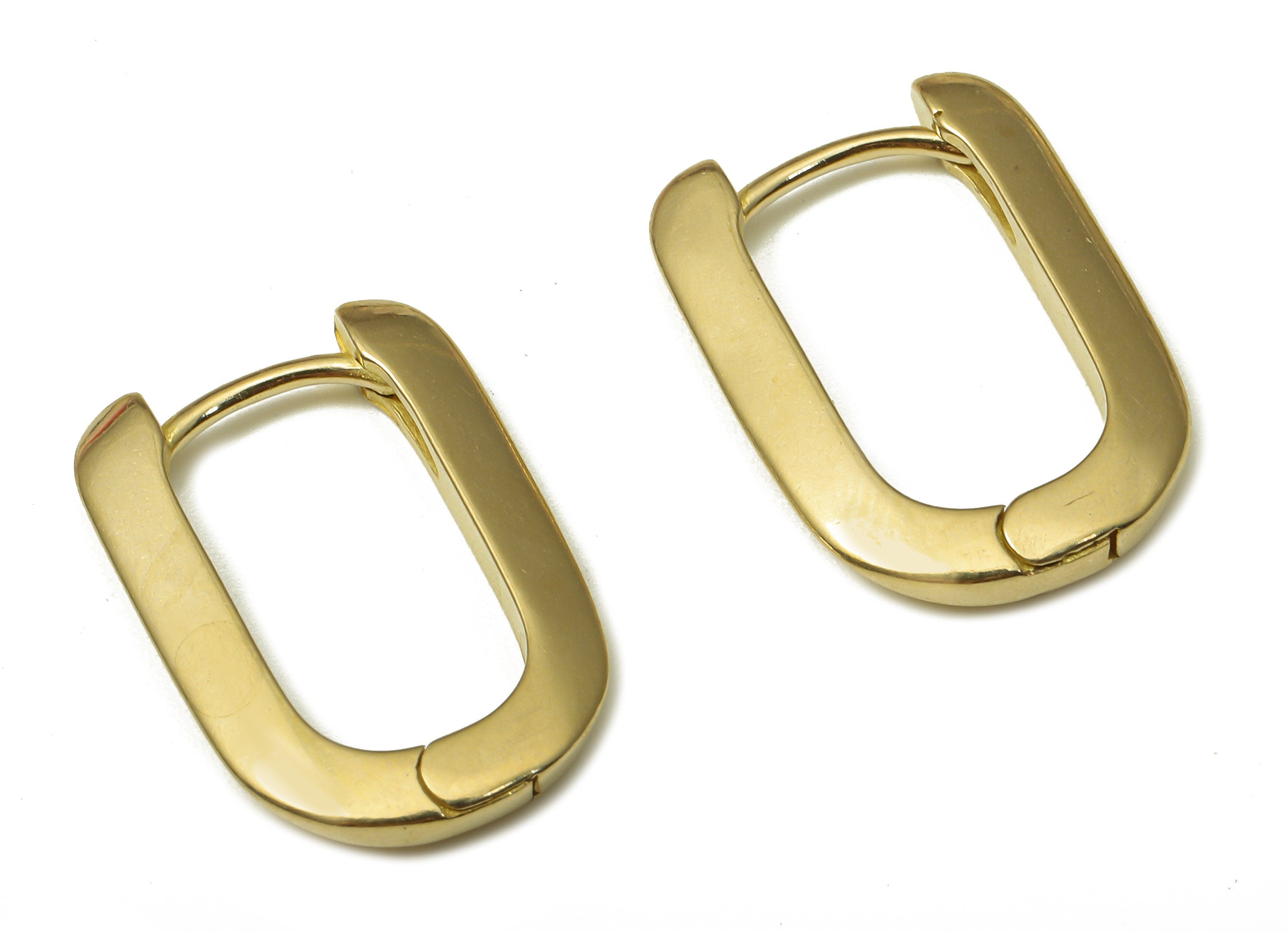 Brass Rectangular Earrings Clasp - Raw Brass Rectangular Earrings - Brass Rectangular Hoop Earrings - 19.95x13.73x2.48mm - PP7930 - DOMEDBAZAAR