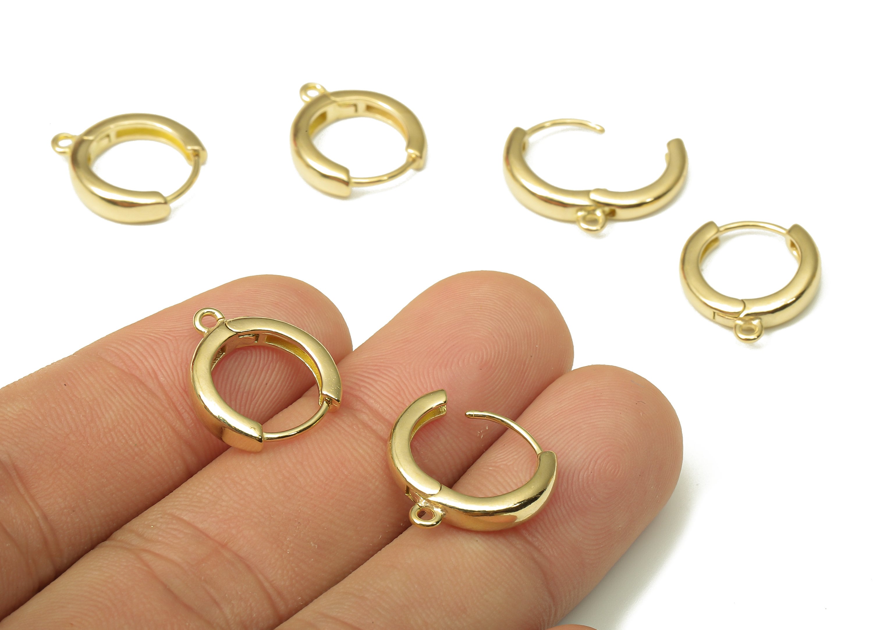 Brass Round Earring Clasp - Raw Brass Circle Hoop Earring With Loop - Thick Hoop Earring - 16.42x14.66x3.65mm - PP7932 - DOMEDBAZAAR