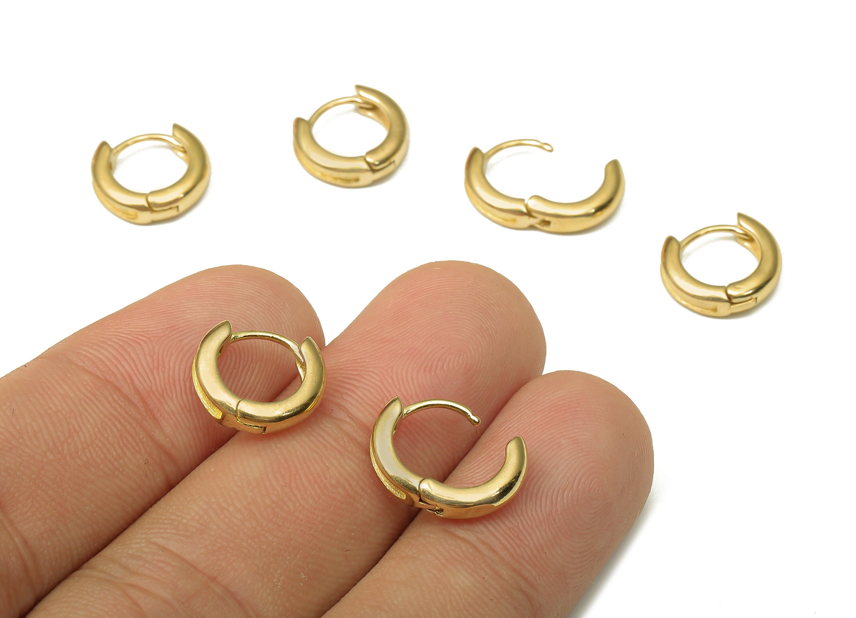 Brass Small Round Earring Clasp - Raw Brass Circle Huggie Earring - Wide Huggie Hoop Earring - Thick Hoop Earring - 11.9x11.9x3.1mm - PP7951 - DOMEDBAZAAR