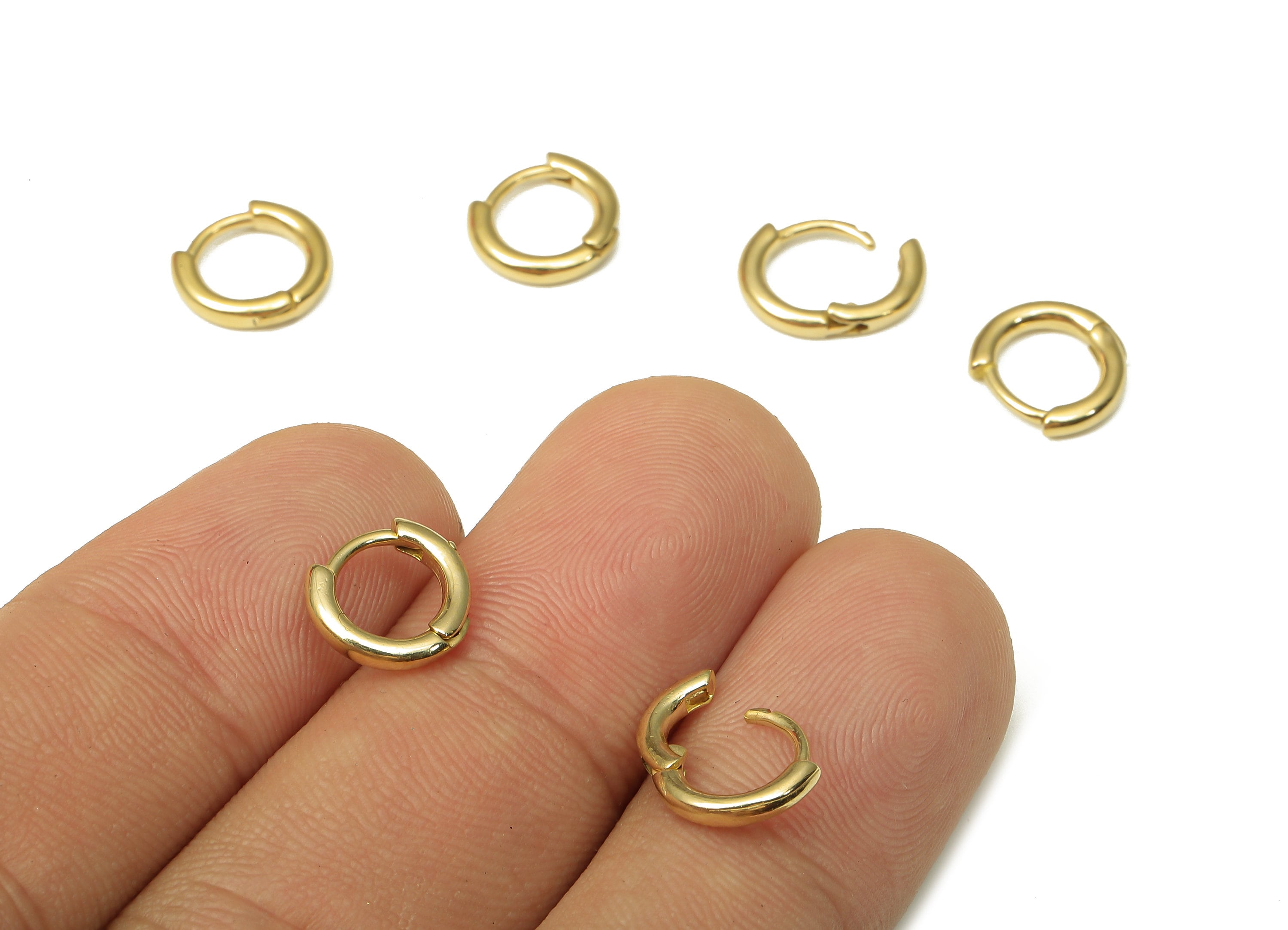 Brass Round Earring Clasp - Raw Brass Circle Huggie Earring - Huggie Hoop Earring - Thick Hoop Earring - 9.67x9.67x1.85mm - PP7954 - DOMEDBAZAAR