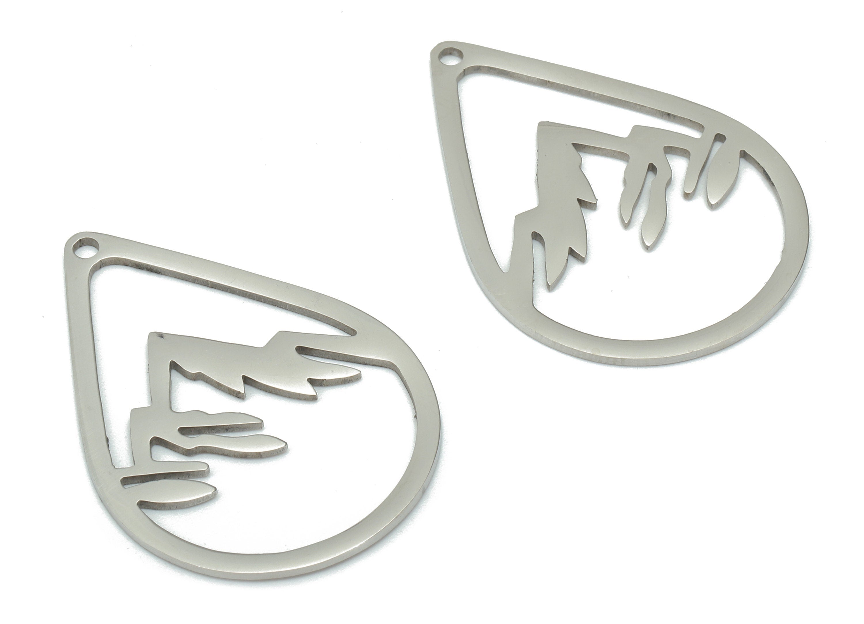 Stainless Steel Drop Earring - 216 Stainless Steel Teardrop Pendant Necklace - Earring Findings - Jewelry Supplies - 33x23.5x0.84mm - SS1395 - DOMEDBAZAAR
