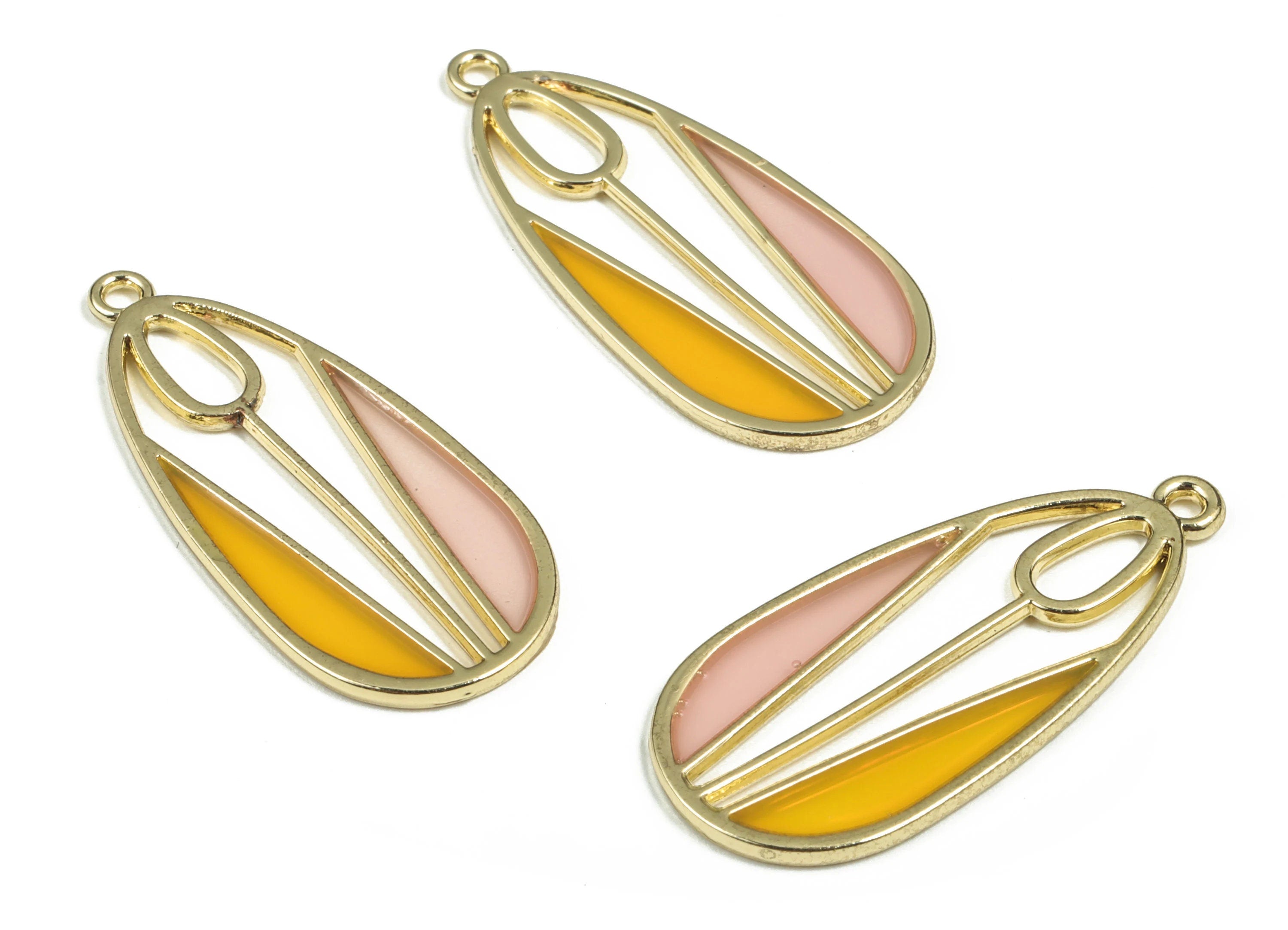 Enamel Alloy Drop Pendant - Alloy Drop Earring Charms - Gold Tone Plated Alloy - Lady Bug Charms - 35.16x15.77x1.36mm - ZZ1786 - DOMEDBAZAAR