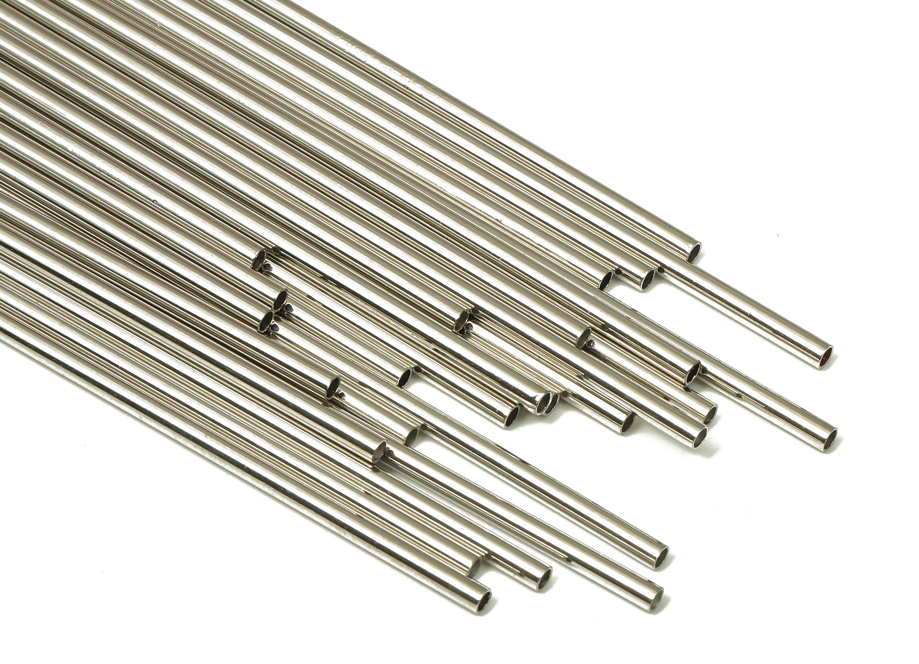 Silver Tone Himmeli Tubes - Brass Round Himmeli DIY Tube Beads - Circle Pipes for Geometric - For Air Plants - 2x0.2x70mm- PP4568S-70 - DOMEDBAZAAR