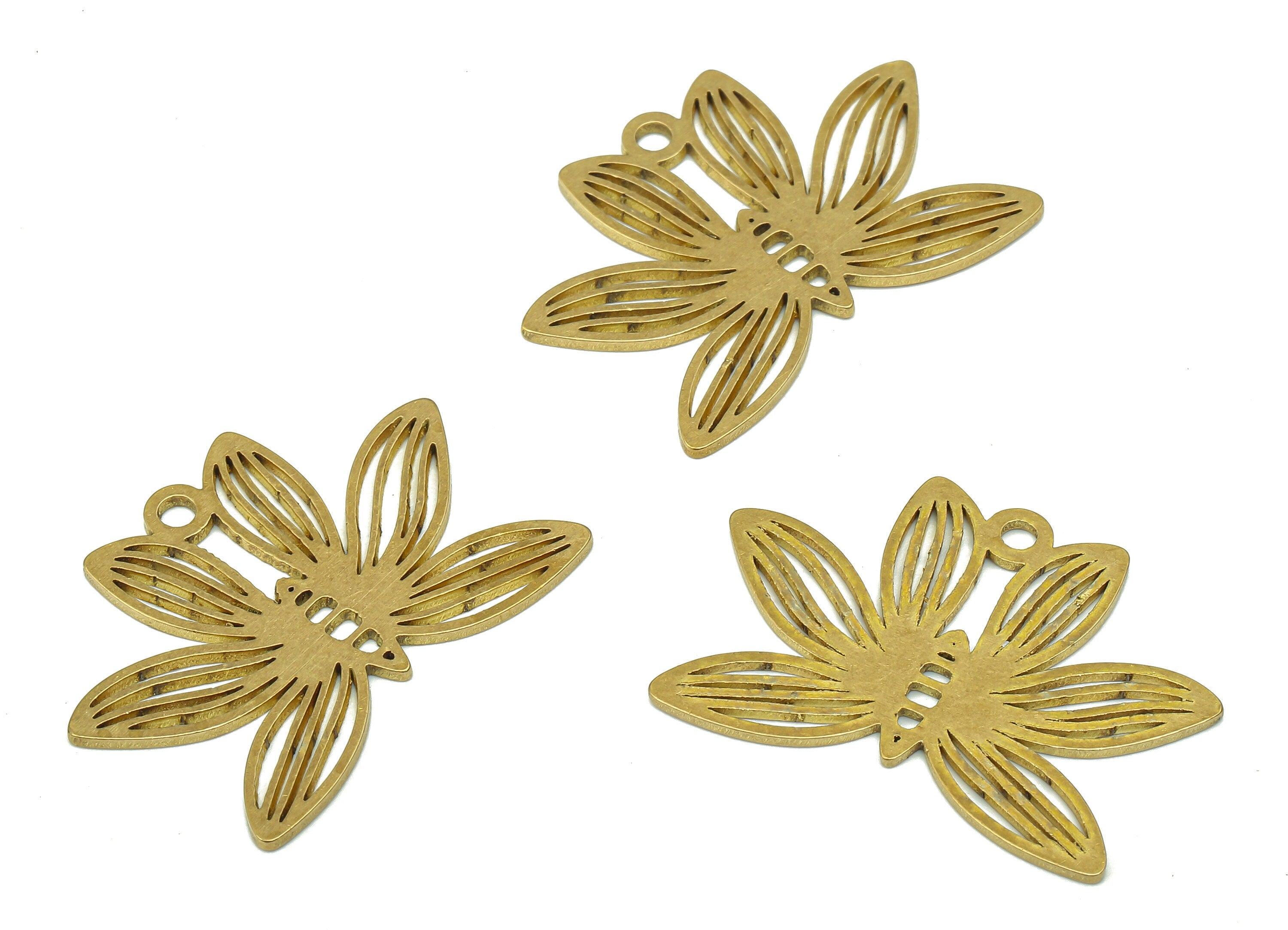 Brass Flower Earring Charms - Raw Brass Flower Cutout Pendant With Loop - For Necklace - Earring Findings - 29.7x21x0.92mm - PPA5091 - DOMEDBAZAAR
