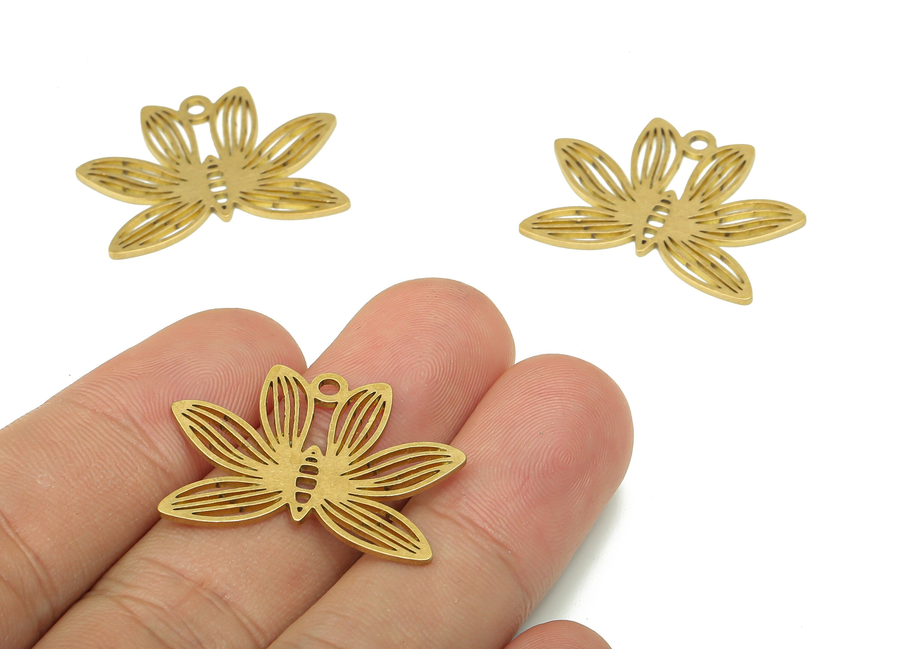 Brass Flower Earring Charms - Raw Brass Flower Cutout Pendant With Loop - For Necklace - Earring Findings - 29.7x21x0.92mm - PPA5091 - DOMEDBAZAAR