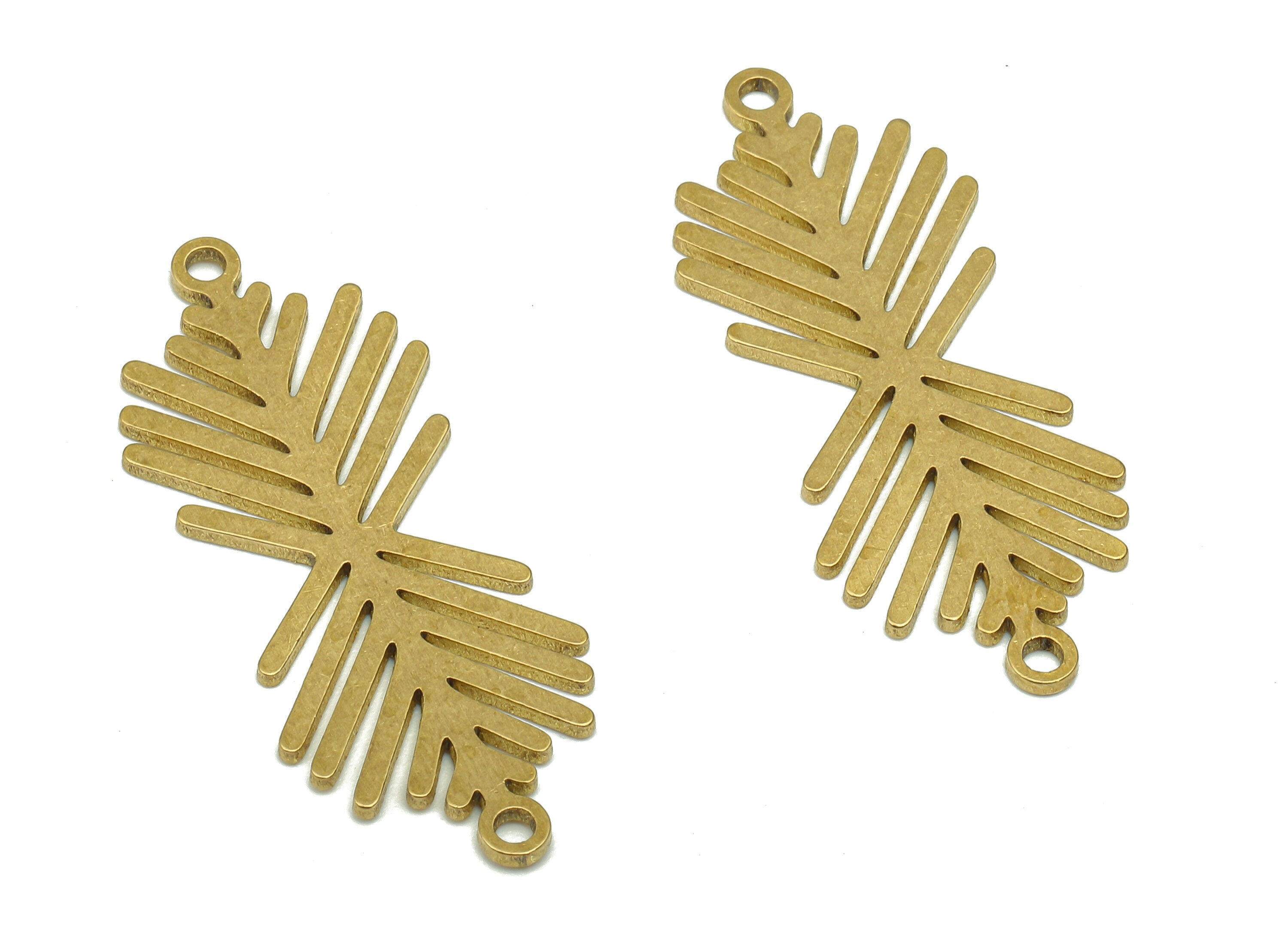 Brass Arrows Branch Connector - Raw Brass Cutout Earring - Branch Pendant With 2 Loops - Earring Charms - 34.7x14.3x0.84mm - PPA5096 - DOMEDBAZAAR