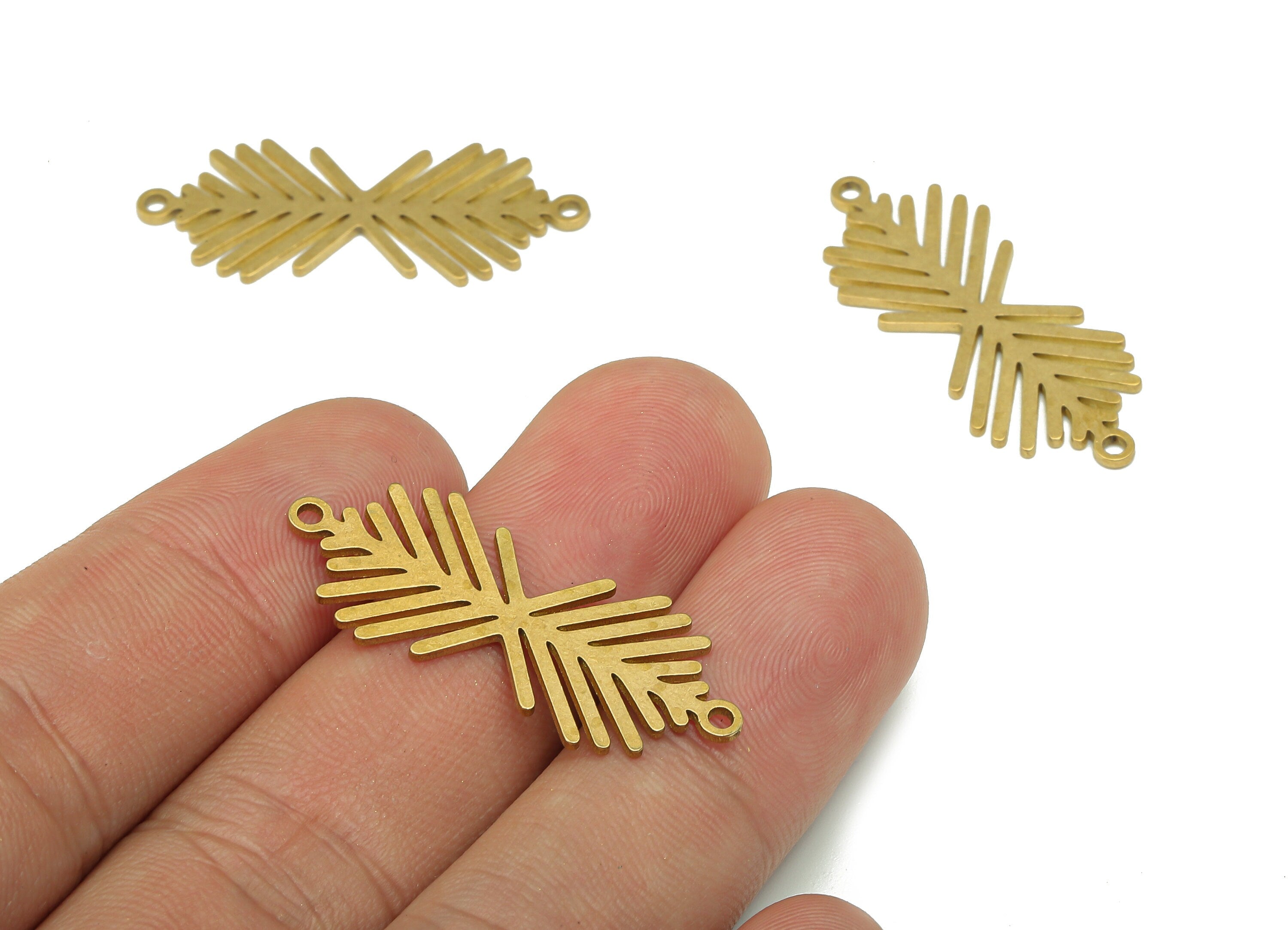Brass Arrows Branch Connector - Raw Brass Cutout Earring - Branch Pendant With 2 Loops - Earring Charms - 34.7x14.3x0.84mm - PPA5096 - DOMEDBAZAAR