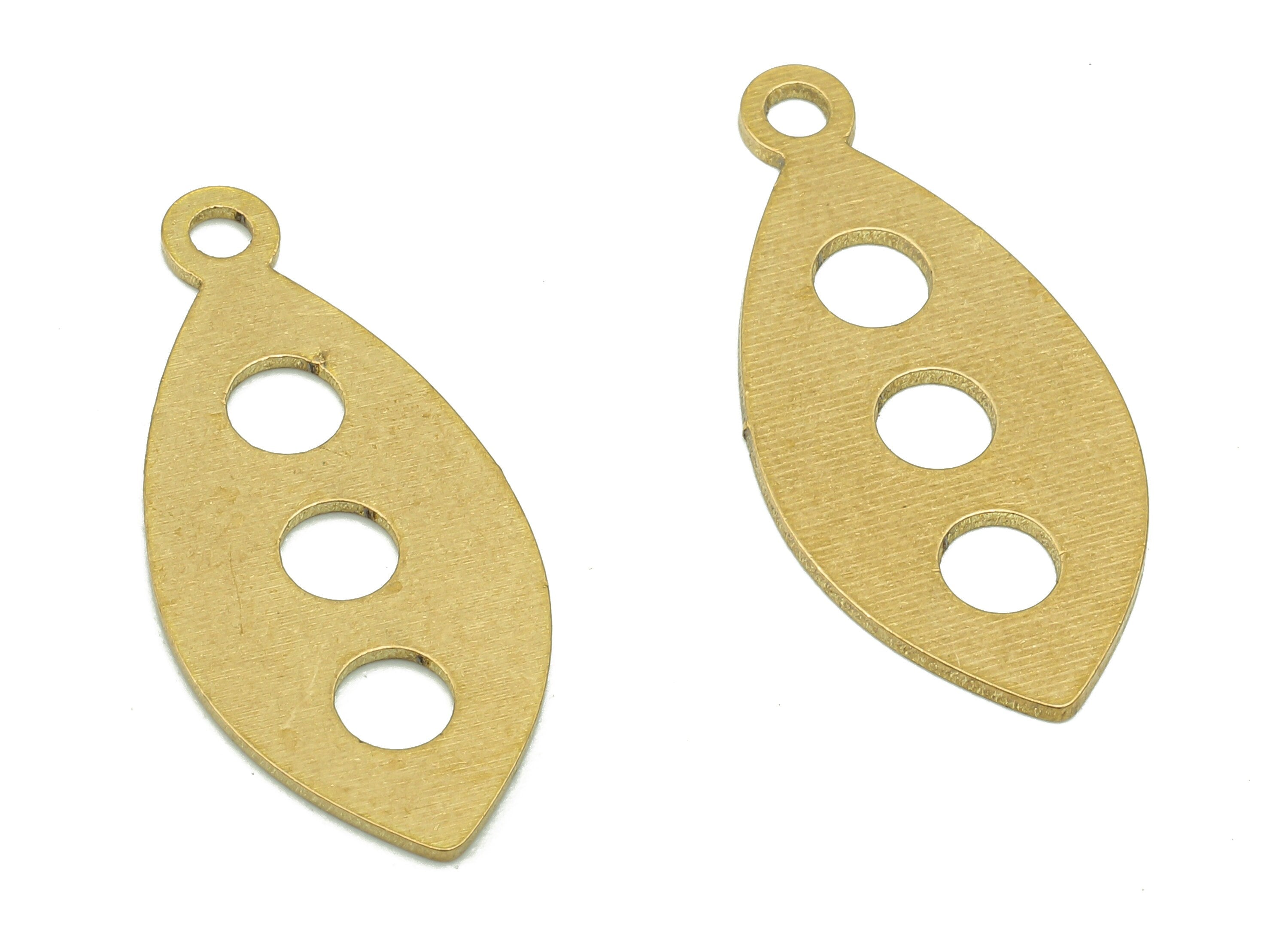 Brass Marquise Earring Charm - Raw Brass Cutout Earring - Pendant With Loop - Charm For Necklace - 24.8x11.46x0.67mm - PPA5325 - DOMEDBAZAAR