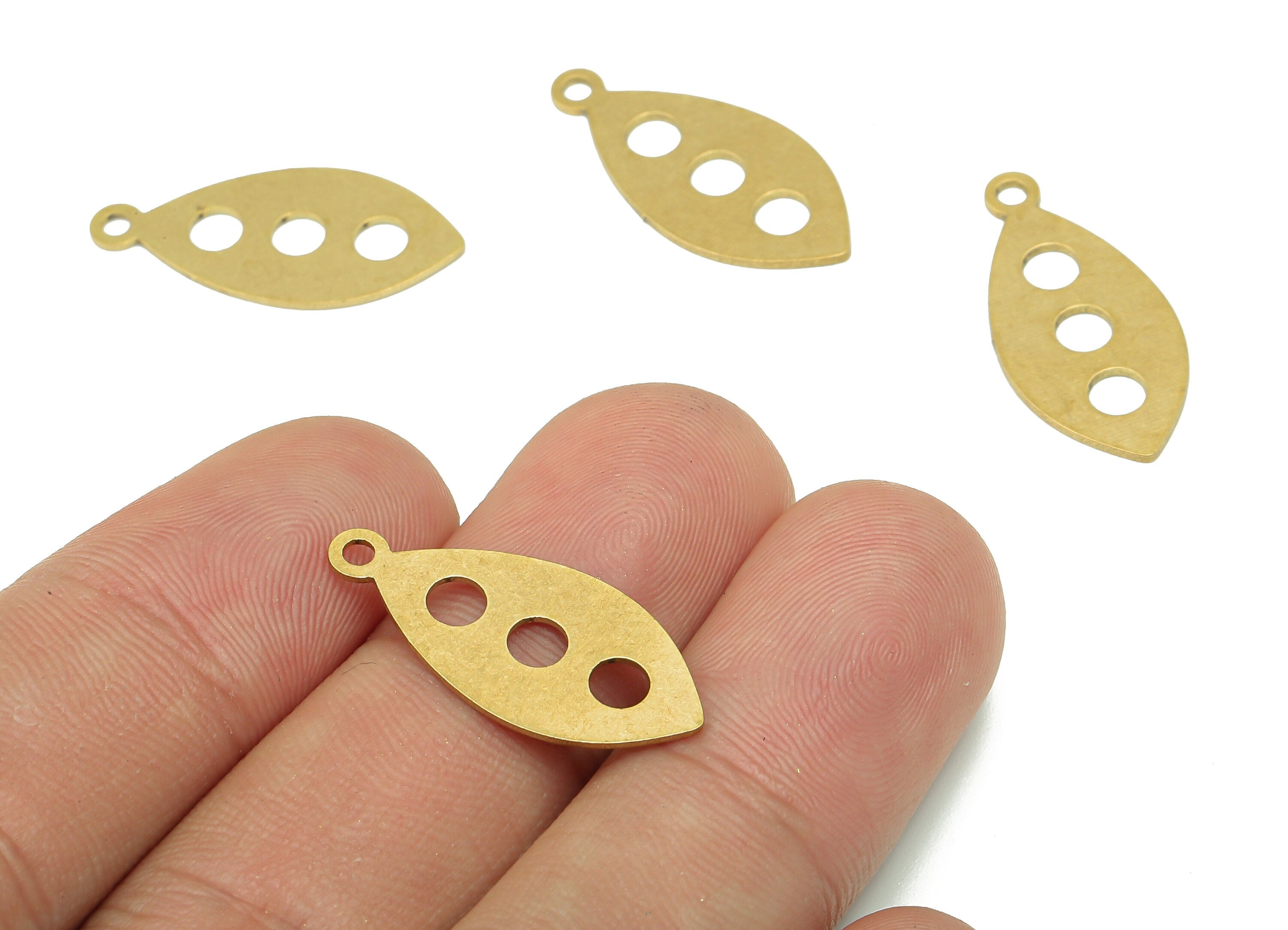 Brass Marquise Earring Charm - Raw Brass Cutout Earring - Pendant With Loop - Charm For Necklace - 24.8x11.46x0.67mm - PPA5325 - DOMEDBAZAAR