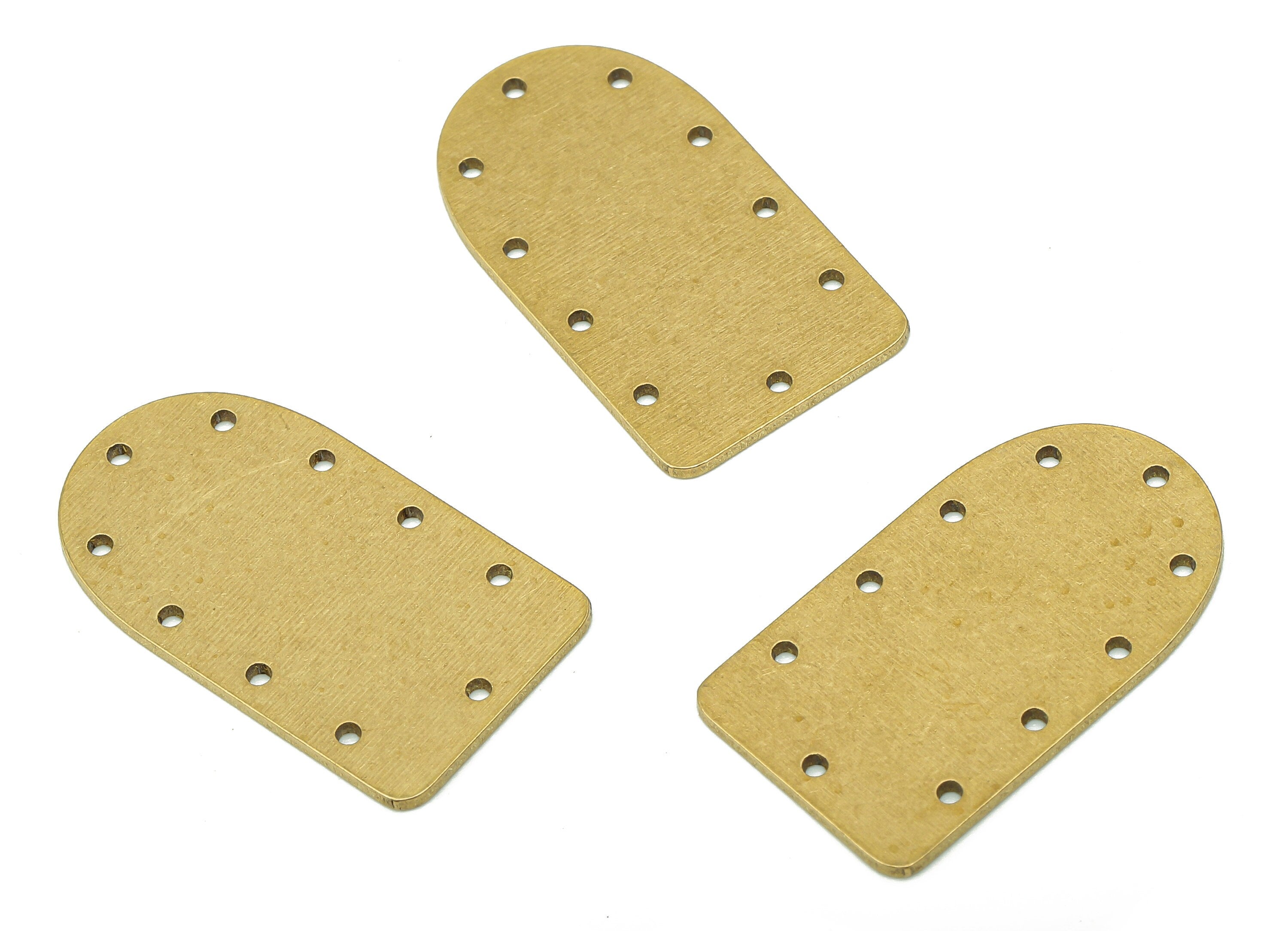 Brass Domed Earring Connector - Raw Brass Stamping Earring - Domed Earring Charm - Domed Charm With 10 Holes - 24.9x13.87x0.8mm - PPZ167 - DOMEDBAZAAR