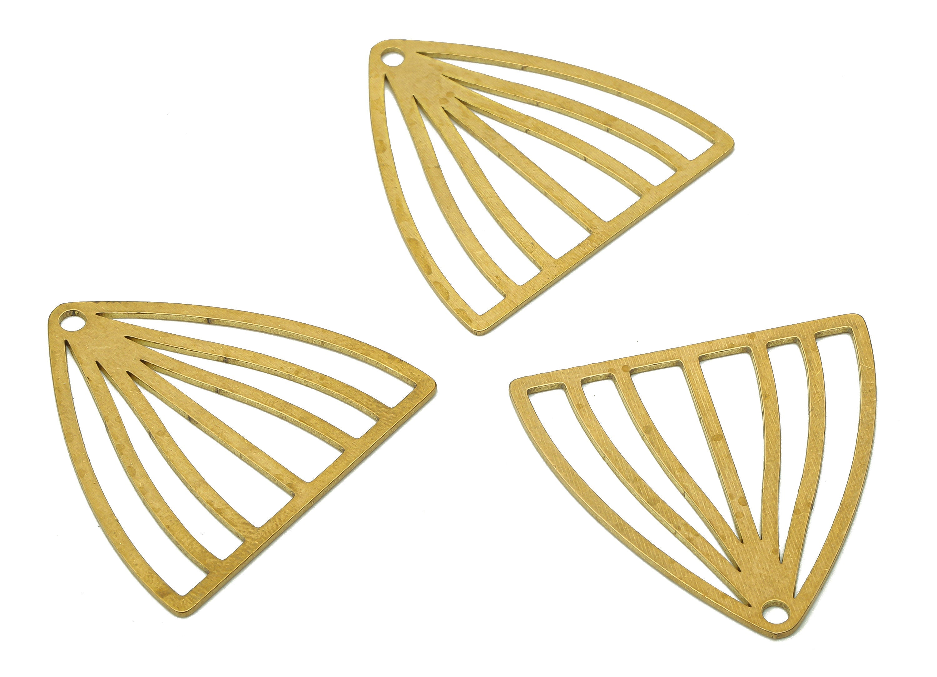 Brass Triangle Jellyfish Earring Charms - Raw Brass Triangle Cutout Pendant - For Necklace - Earring Findings - 28.77x29.8x0.62mm - PPA5289 - DOMEDBAZAAR