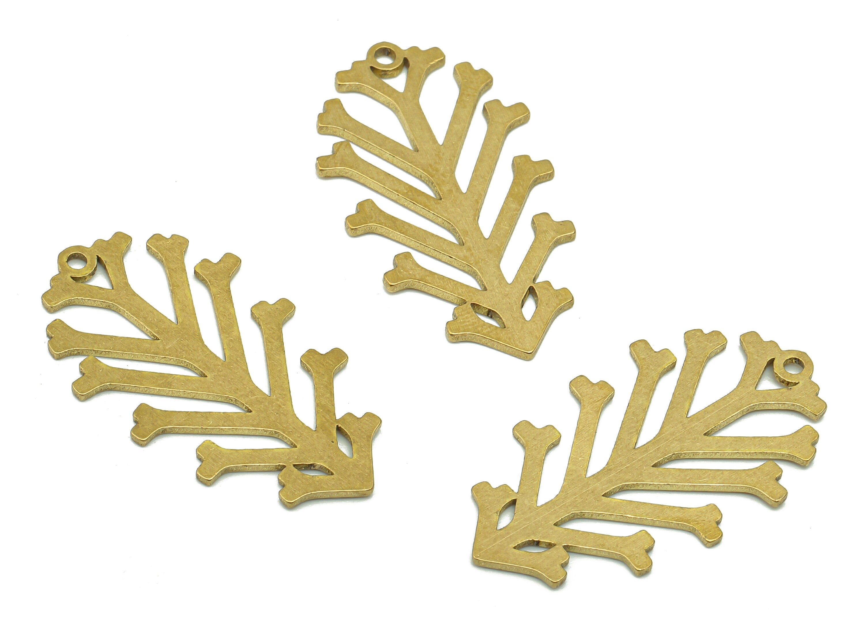 Brass Botanical Earring Charms - Raw Brass Branch Cutout Earring - Branches Pendant With Loop - Arrow For Necklace -29.7x16.6x0.9mm -PPA5094 - DOMEDBAZAAR