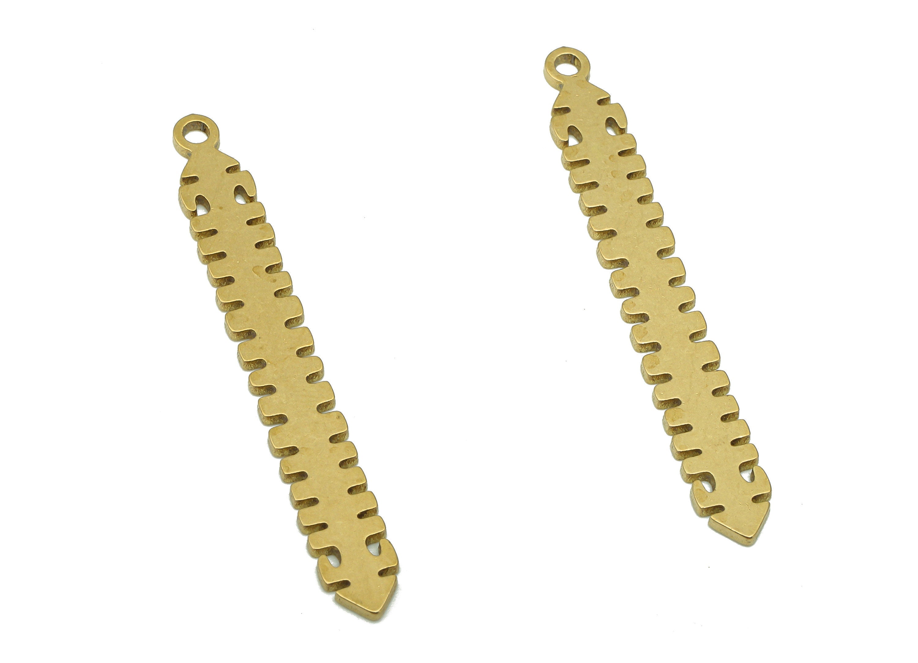 Brass Long Rectangle Bar Charms - Raw Brass Cutout Earring - Long Bar Pendant With Loop - Bar For Necklace - 37.9x4.9x0.8mm - PPA5137 - DOMEDBAZAAR