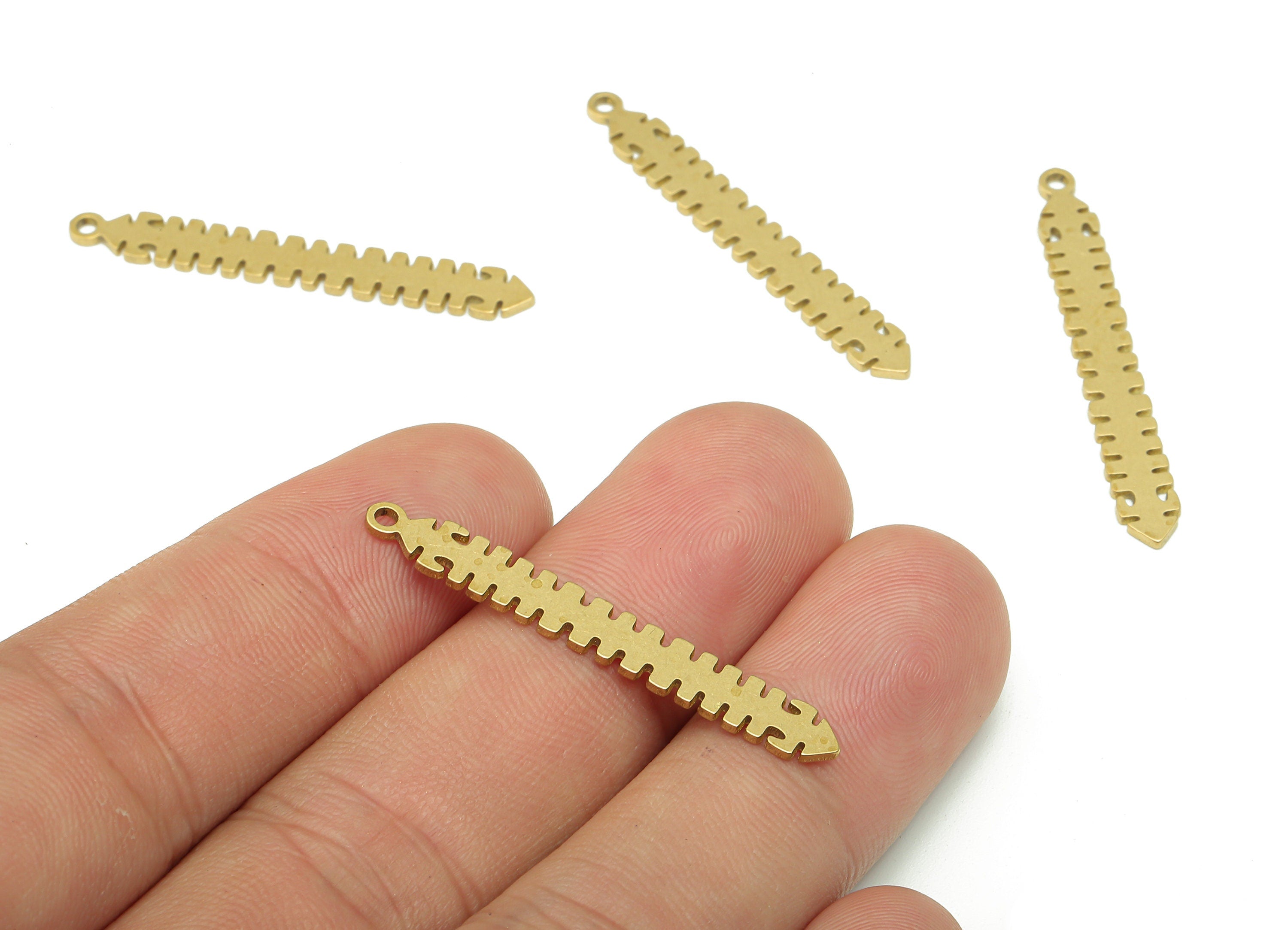 Brass Long Rectangle Bar Charms - Raw Brass Cutout Earring - Long Bar Pendant With Loop - Bar For Necklace - 37.9x4.9x0.8mm - PPA5137 - DOMEDBAZAAR