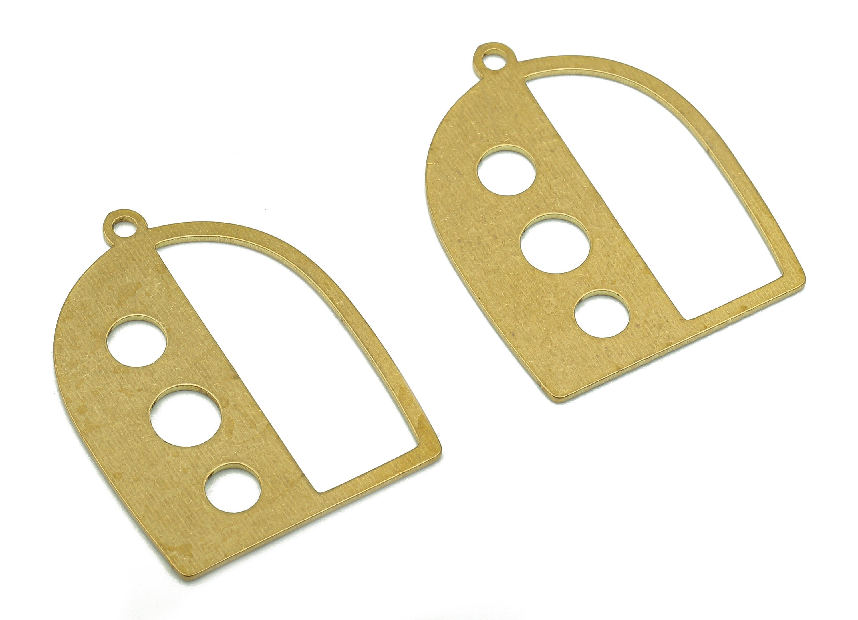 Brass Domed Earring Charm - Raw Brass Half Ellipse Earring - Cutout Pendant With Loop - Round Charm For Necklace - 24.8x19.1x0.7mm - PPA5271 - DOMEDBAZAAR