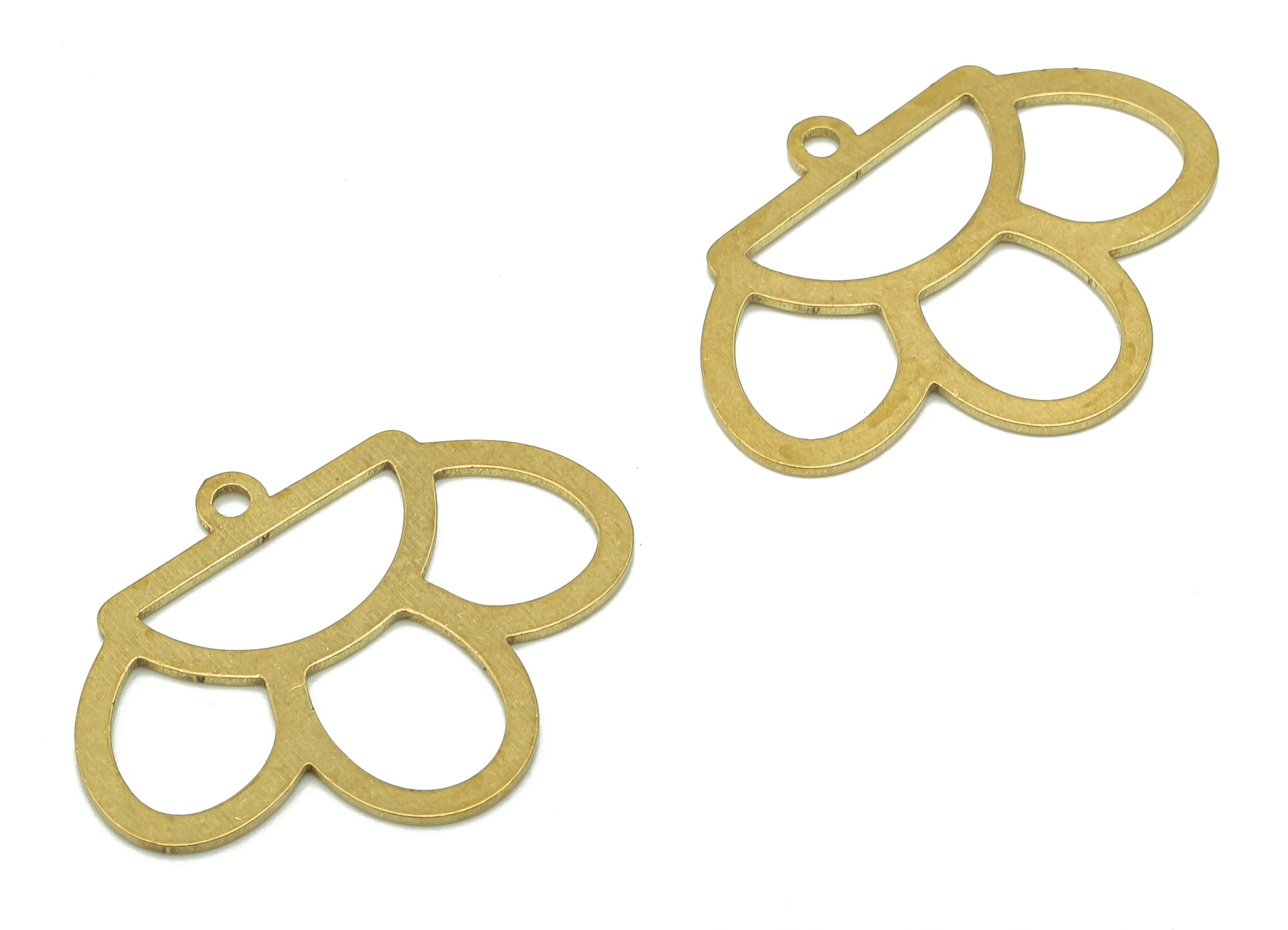 Brass Crown Earring Charms - Raw Brass Cutout Earring - Crown Pendant With Loop - Semicircle Charm For Necklace - 24.9x19.33x0.7mm - PPA5361 - DOMEDBAZAAR