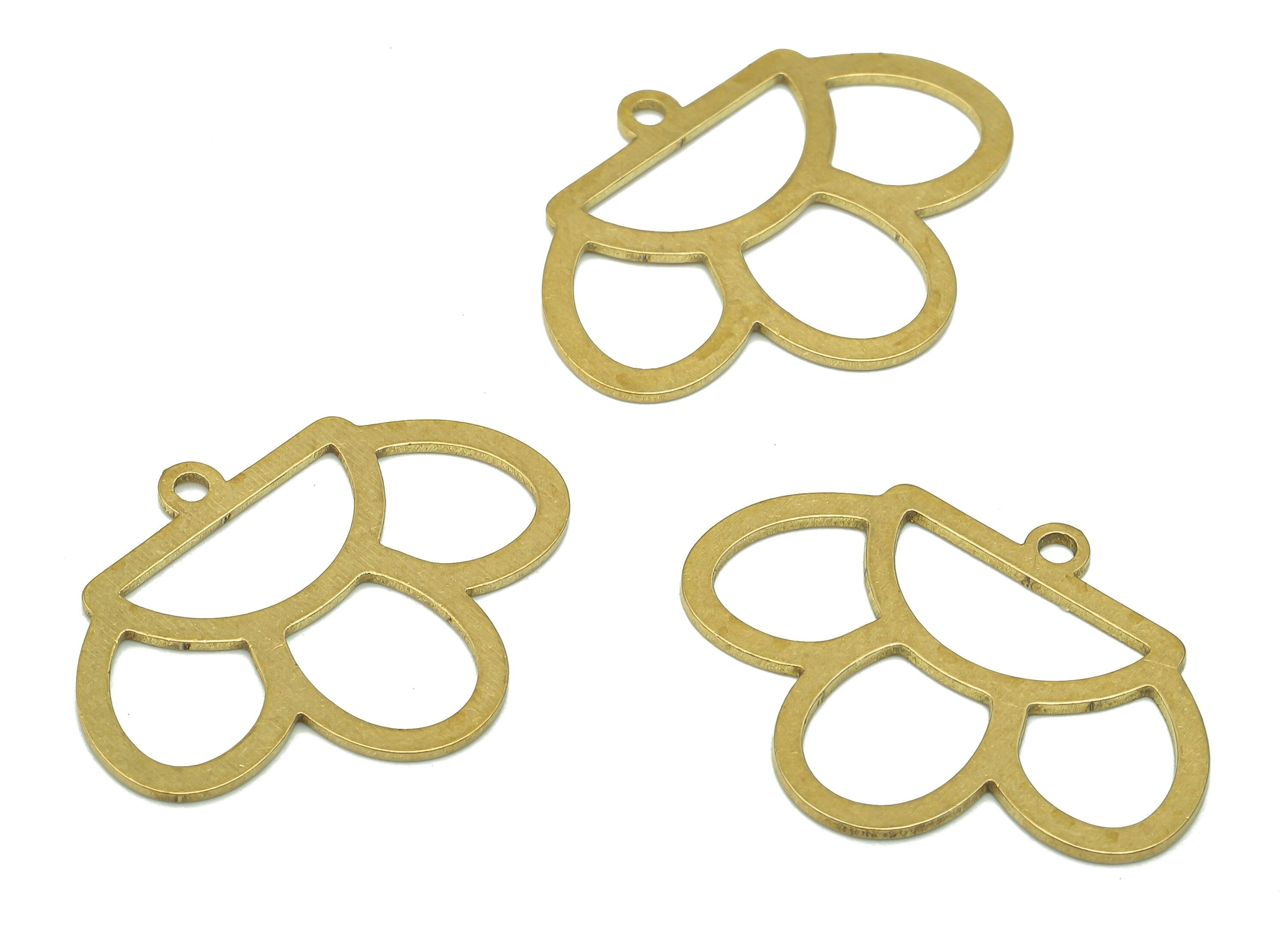 Brass Crown Earring Charms - Raw Brass Cutout Earring - Crown Pendant With Loop - Semicircle Charm For Necklace - 24.9x19.33x0.7mm - PPA5361 - DOMEDBAZAAR