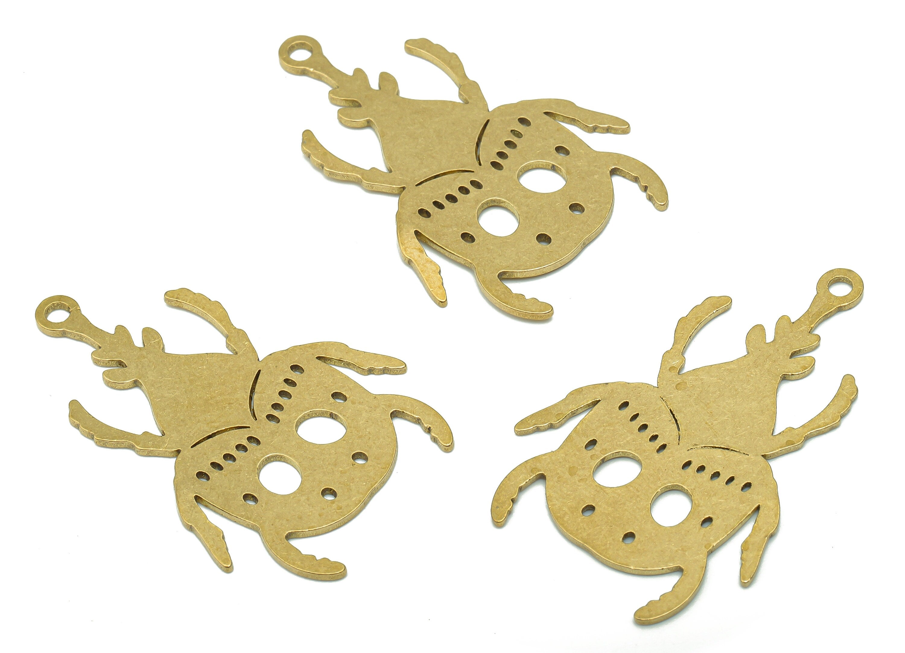 Brass Insect Earring Charm - Raw Brass Cutout Earring - Insect Pendant With Loop - Insect Charm For Necklace - 37.9x24.06x0.92mm - PPA5588 - DOMEDBAZAAR