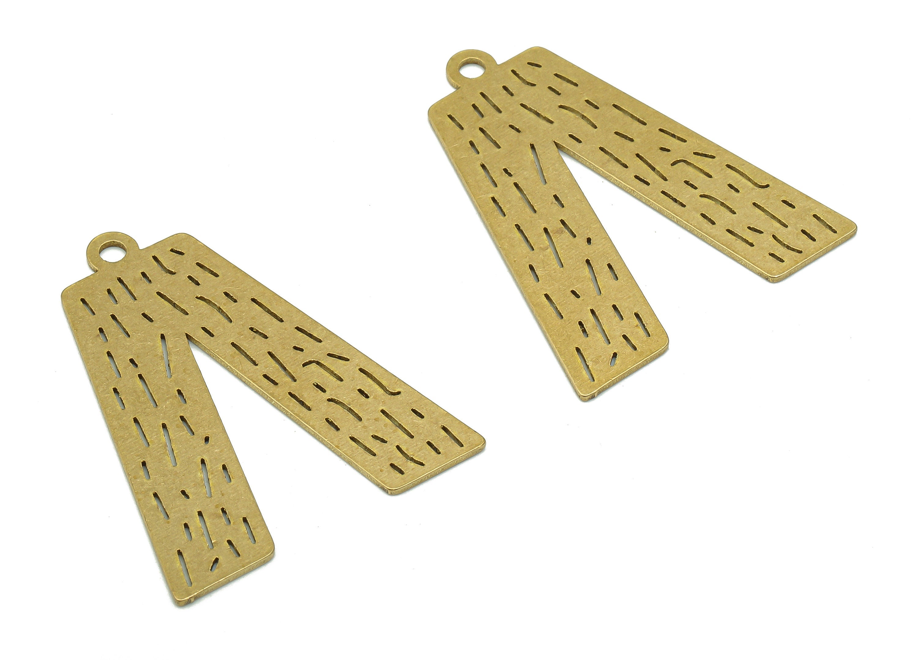 Brass V Earring Charms - Raw Brass Letter V Earring - Letter Wallart Pendant With Loop - Alphabet V For Necklace - 31.8x26.3x0.8mm - PPA5722 - DOMEDBAZAAR