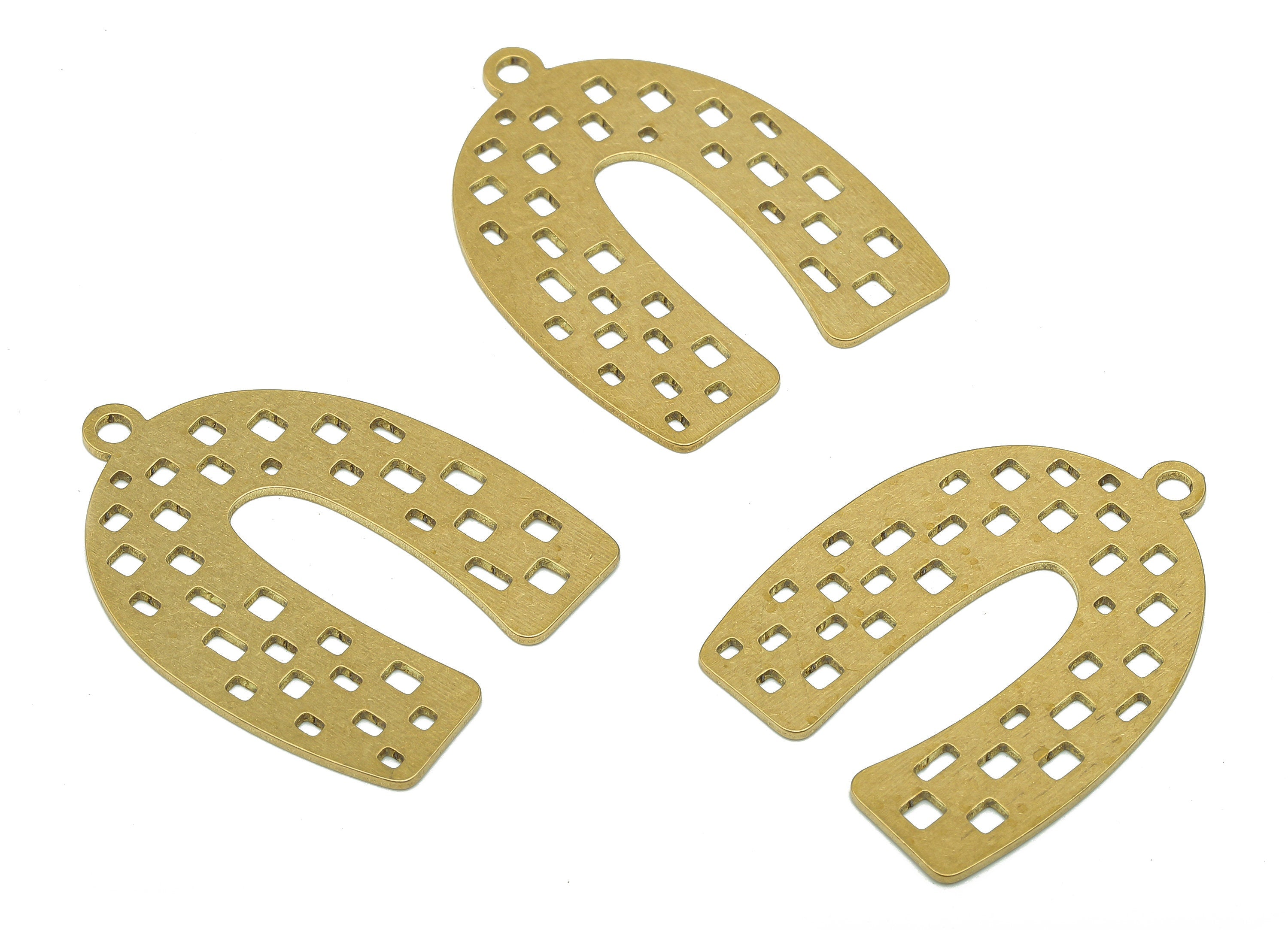 Brass Horsehoe Earring Charms - Raw Brass Letter U Earring - Letter Pendant With Loop - Alphabet U For Necklace - 31.8x24.3x0.8mm - PPA5721 - DOMEDBAZAAR