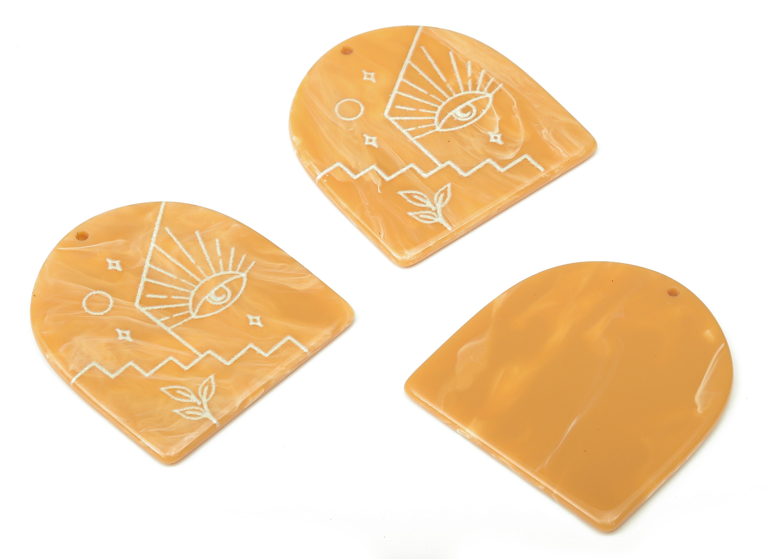 Acrylic Domed Planet Eye Earring Charms - Acrylic D Moon Leaf Steps Pendant - Color Code: A809 - 37.75x35.74x2.4mm - AC2404-A809 - DOMEDBAZAAR