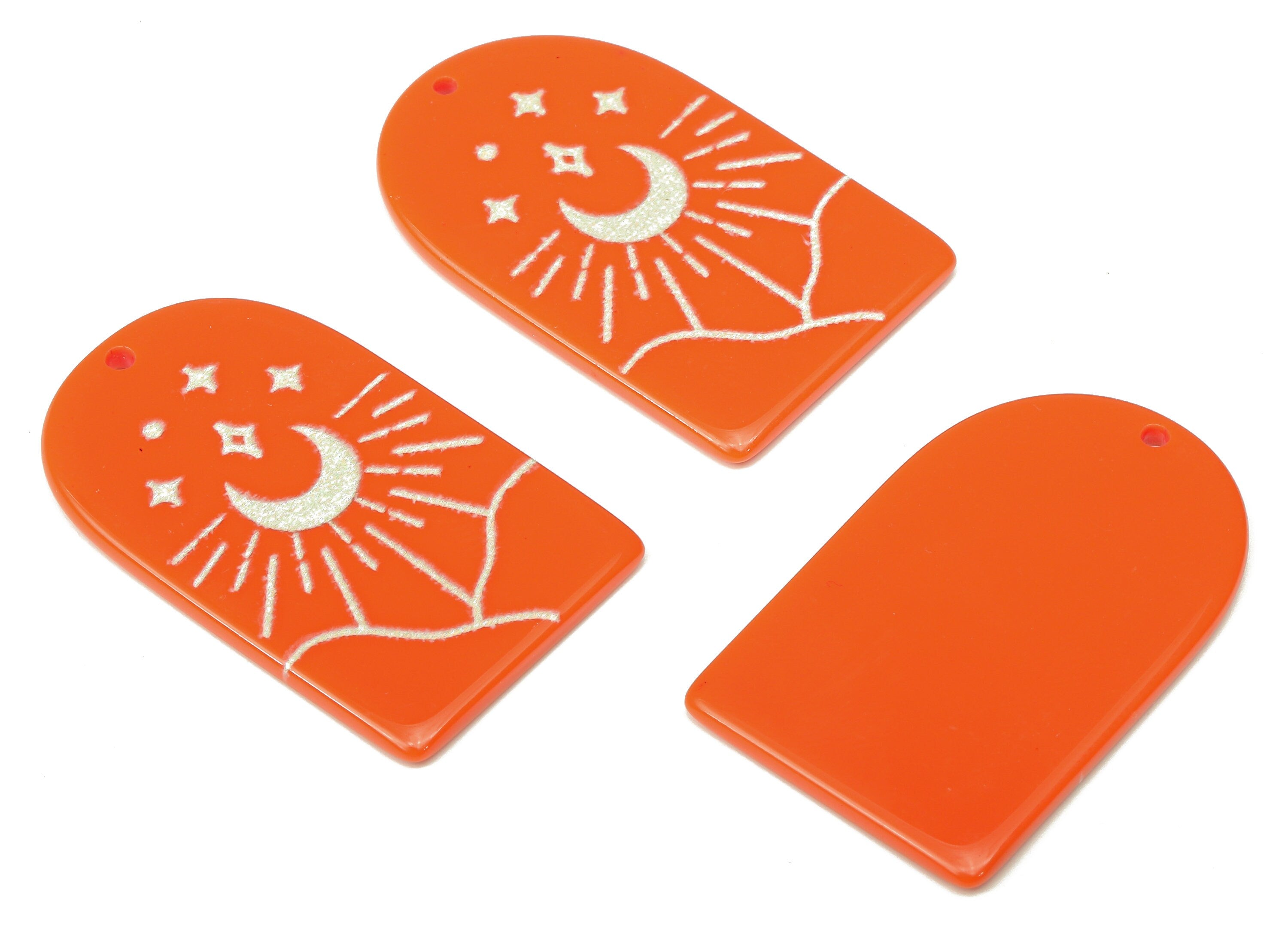 Acrylic Domed Planet Moon Earring Charms - Acrylic D Sun Star Mountain Pendant - Color Code: A808 - 37.68x24.03x2.48mm - AC2412-A808 - DOMEDBAZAAR