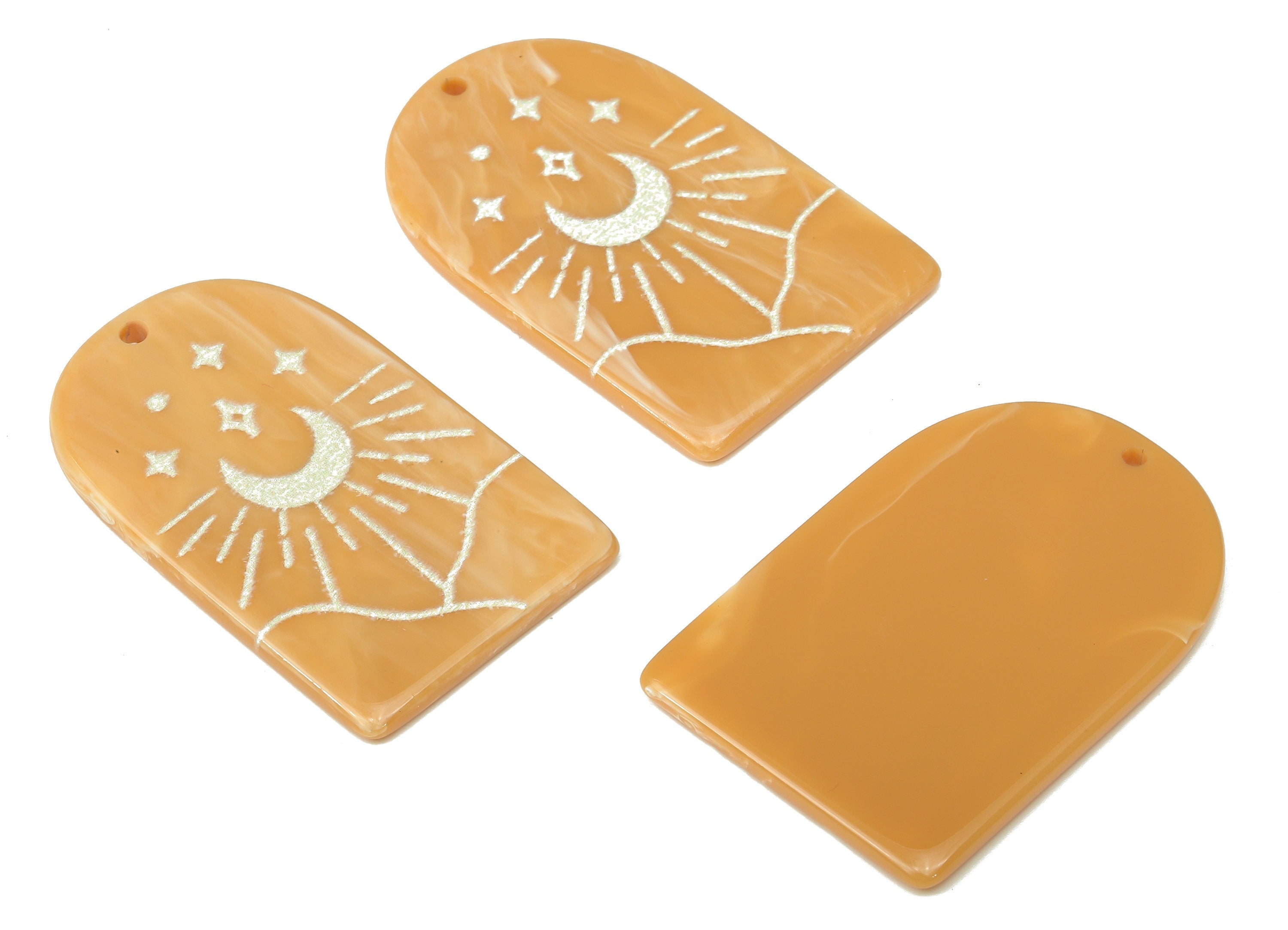 Acrylic Domed Planet Moon Earring Charms - Acrylic D Sun Mountain Star Pendant - Color Code: A809 - 37.68x23.39x2.42mm - AC2412-A809 - DOMEDBAZAAR