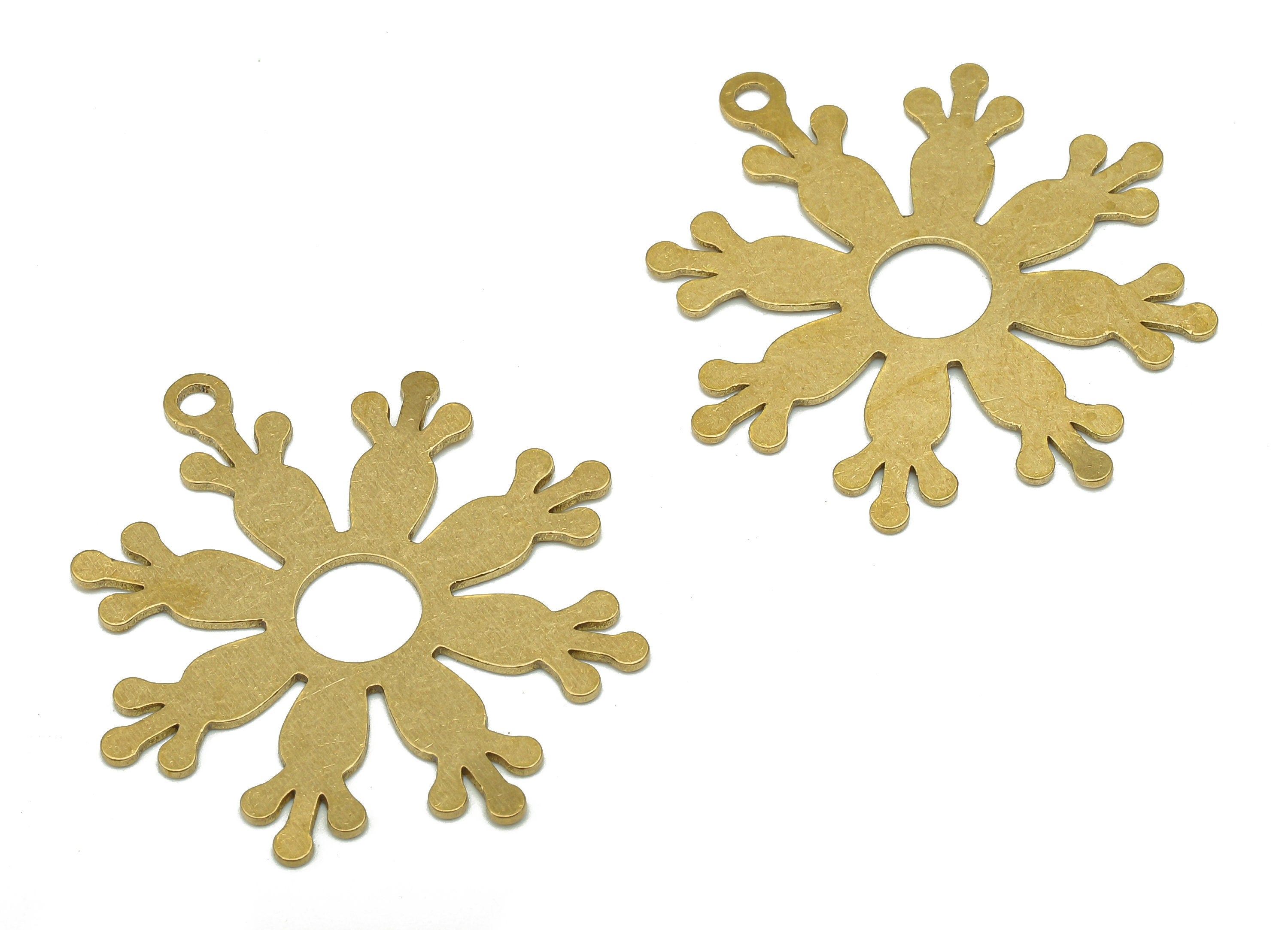 Brass Flower Earring Charms - Raw Brass Cutout Earring - Flower Pendant With Loop - Botanical Charm For Necklace - 34.9x29.9x0.7mm - PPA5460 - DOMEDBAZAAR